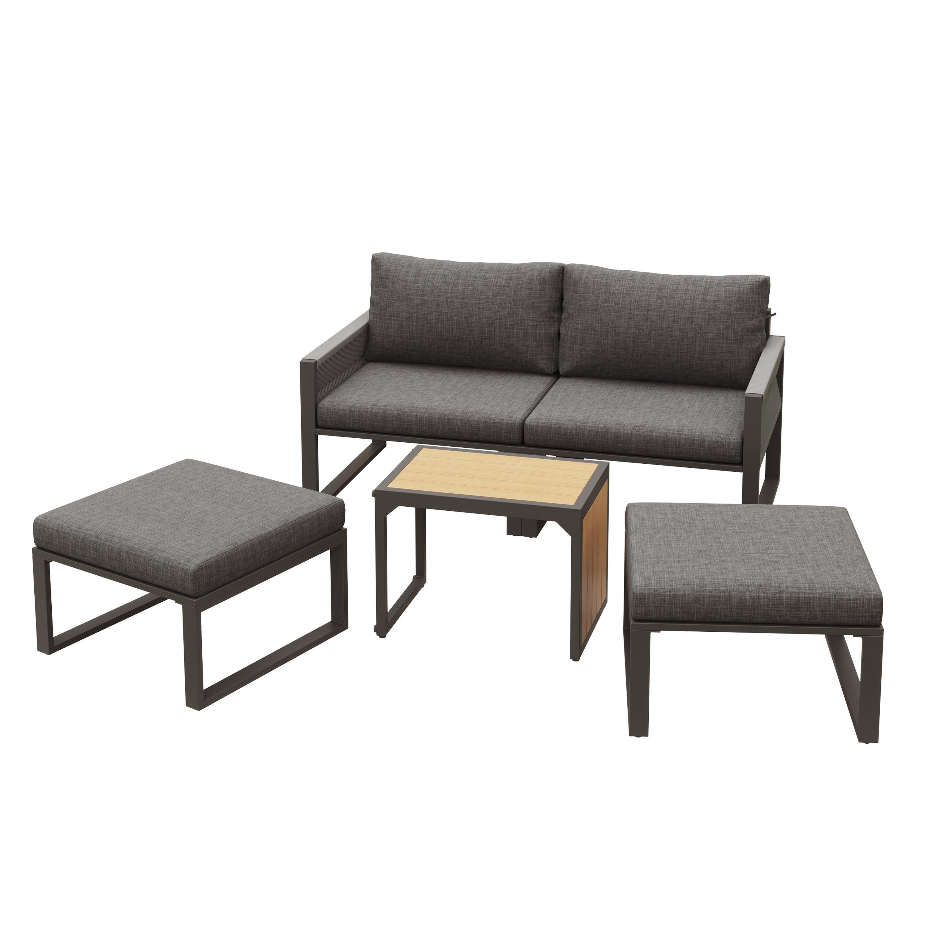 Grey - Urban Meuble - Modular Garden Patio Furniture Lounge Set - 12
