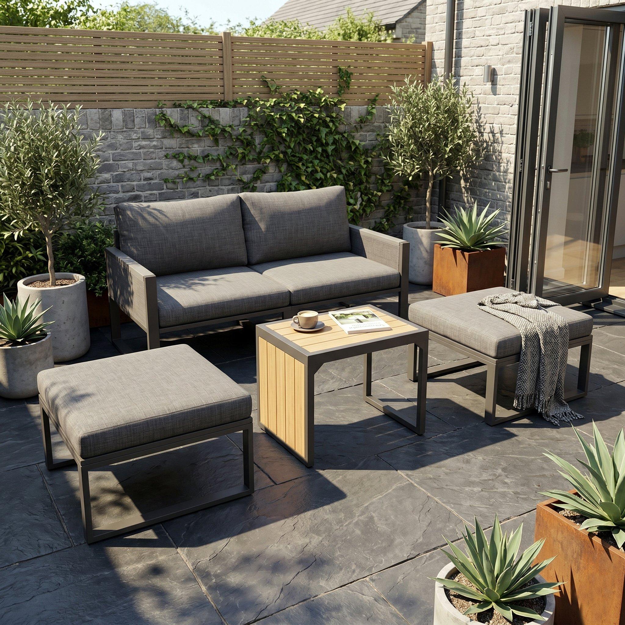 Grey - Urban Meuble - Modular Garden Patio Furniture Lounge Set - 3