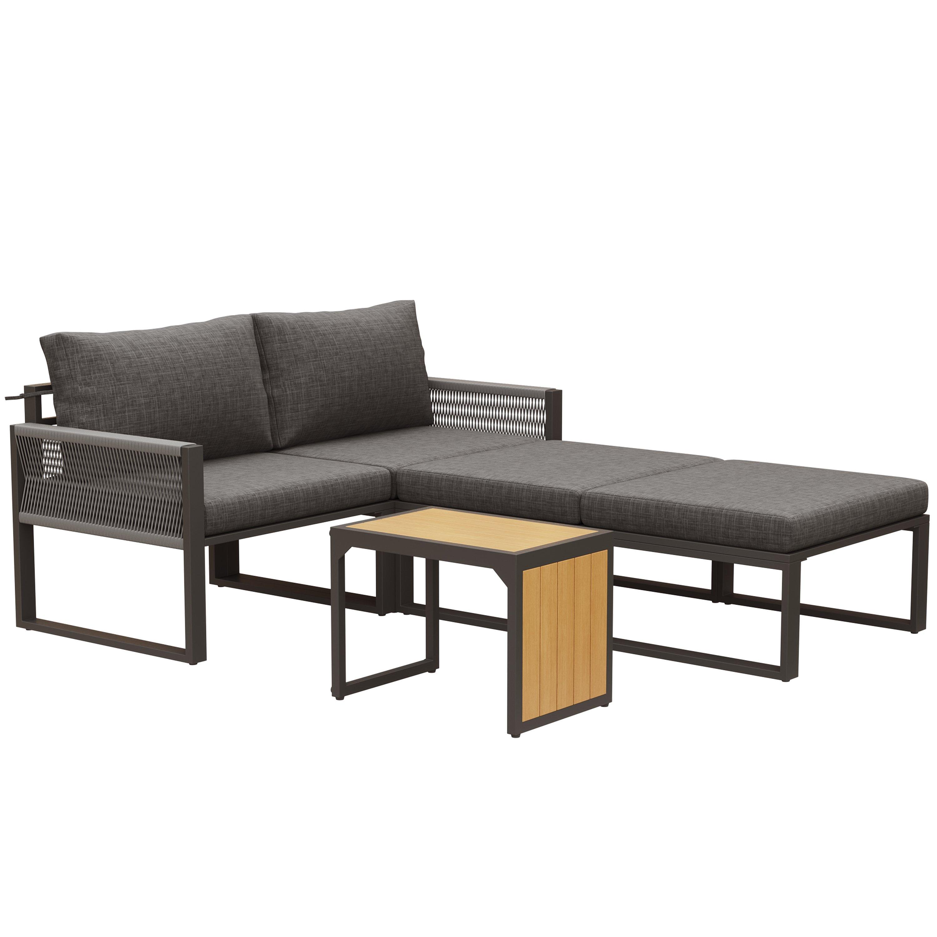 Grey - Urban Meuble - Modular Garden Patio Furniture Lounge Set - 5