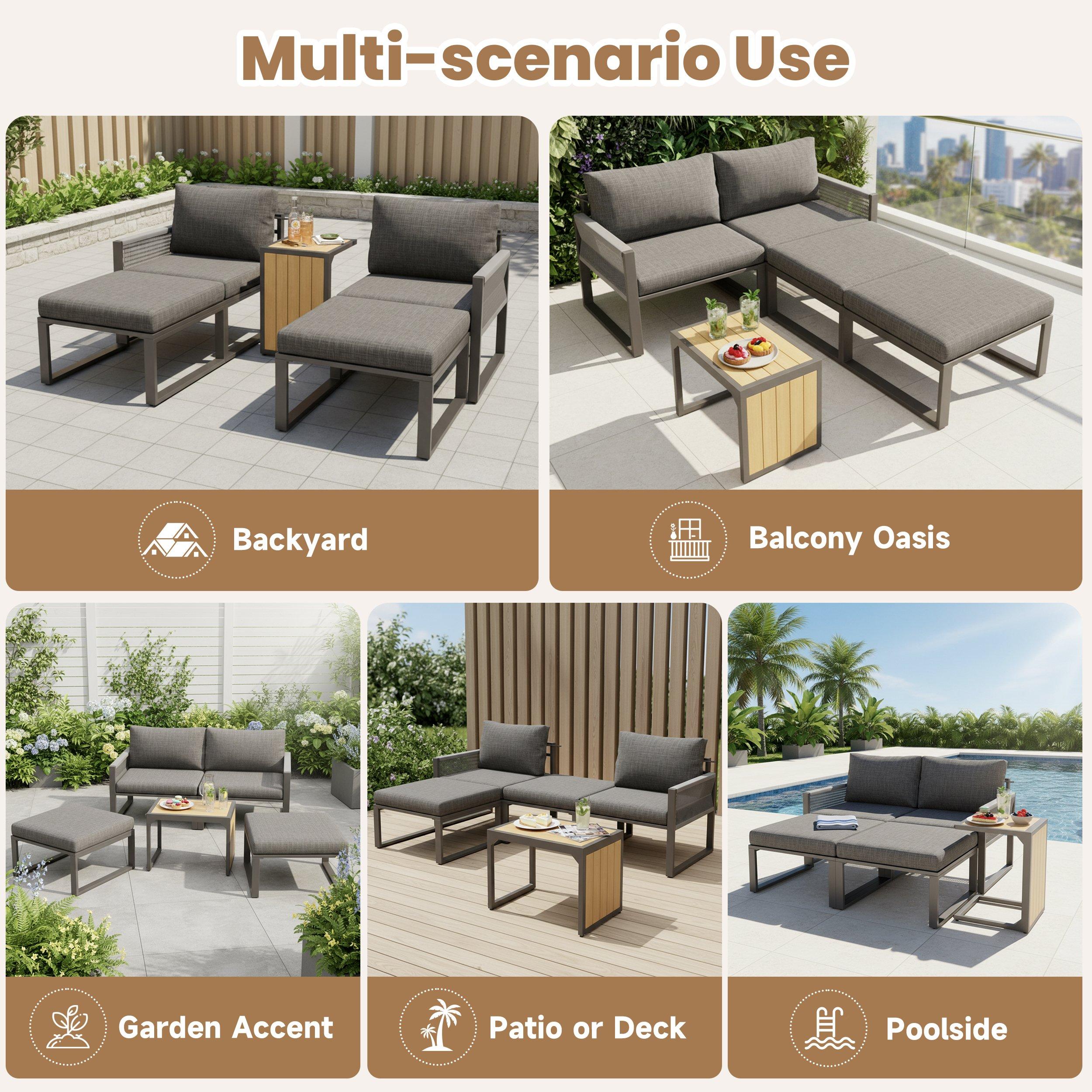 Grey - Urban Meuble - Modular Garden Patio Furniture Lounge Set - 7