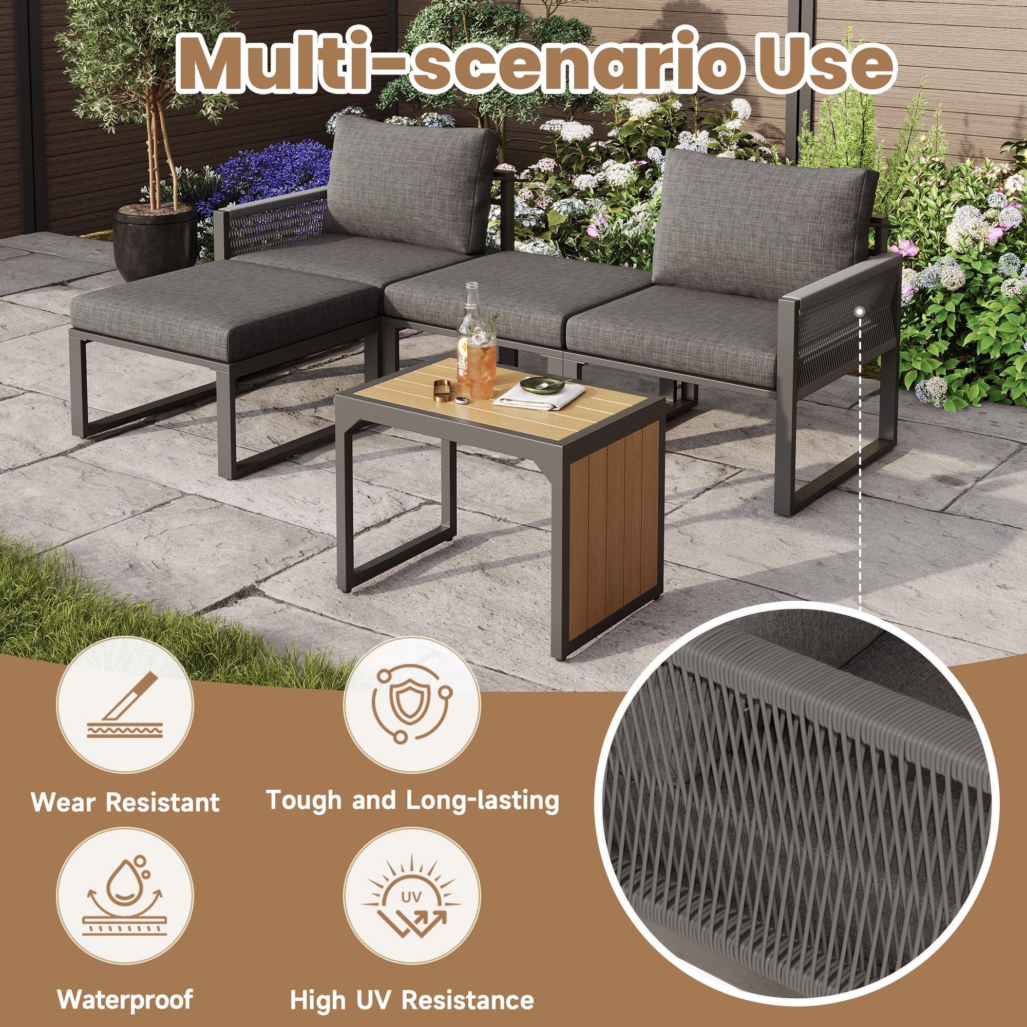 Grey - Urban Meuble - Modular Garden Patio Furniture Lounge Set - 10