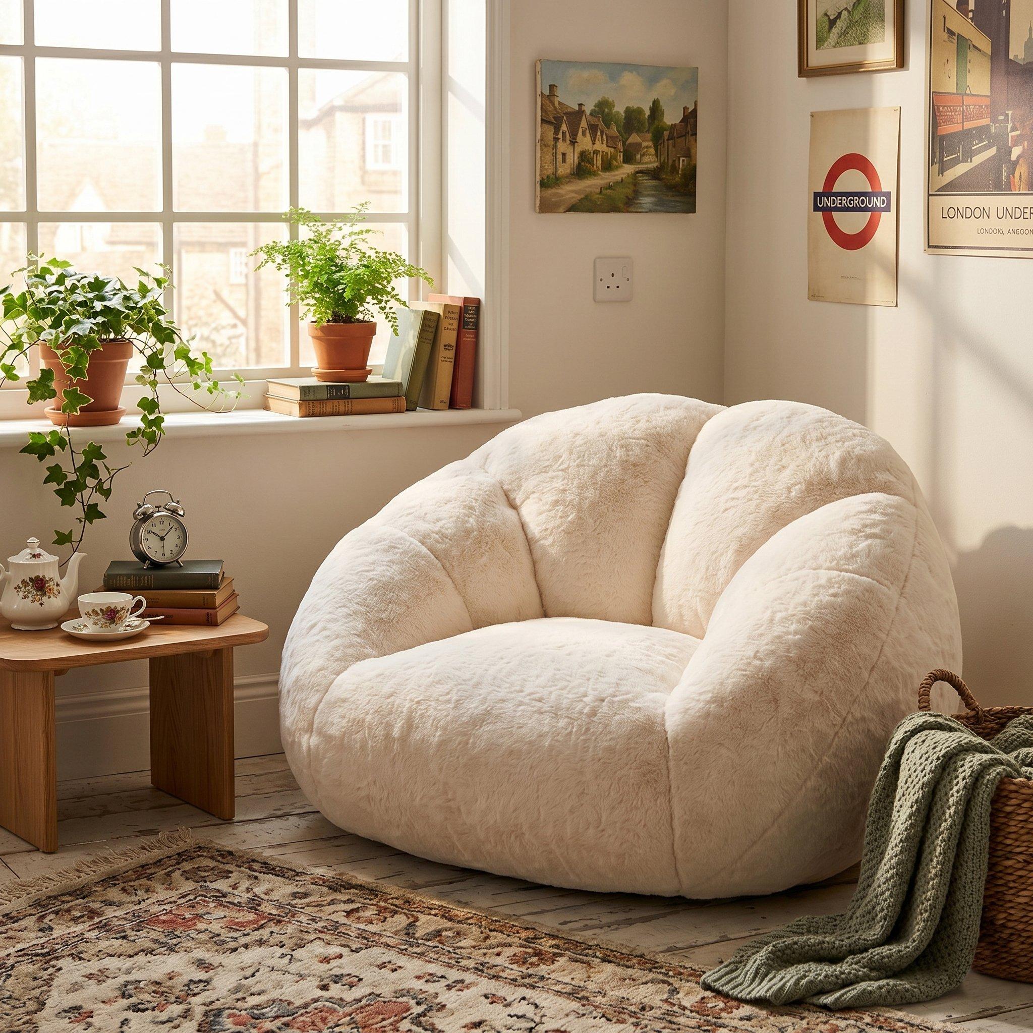 Beige - Urban Meuble - Bean Bag Chair Memory Foam - 2