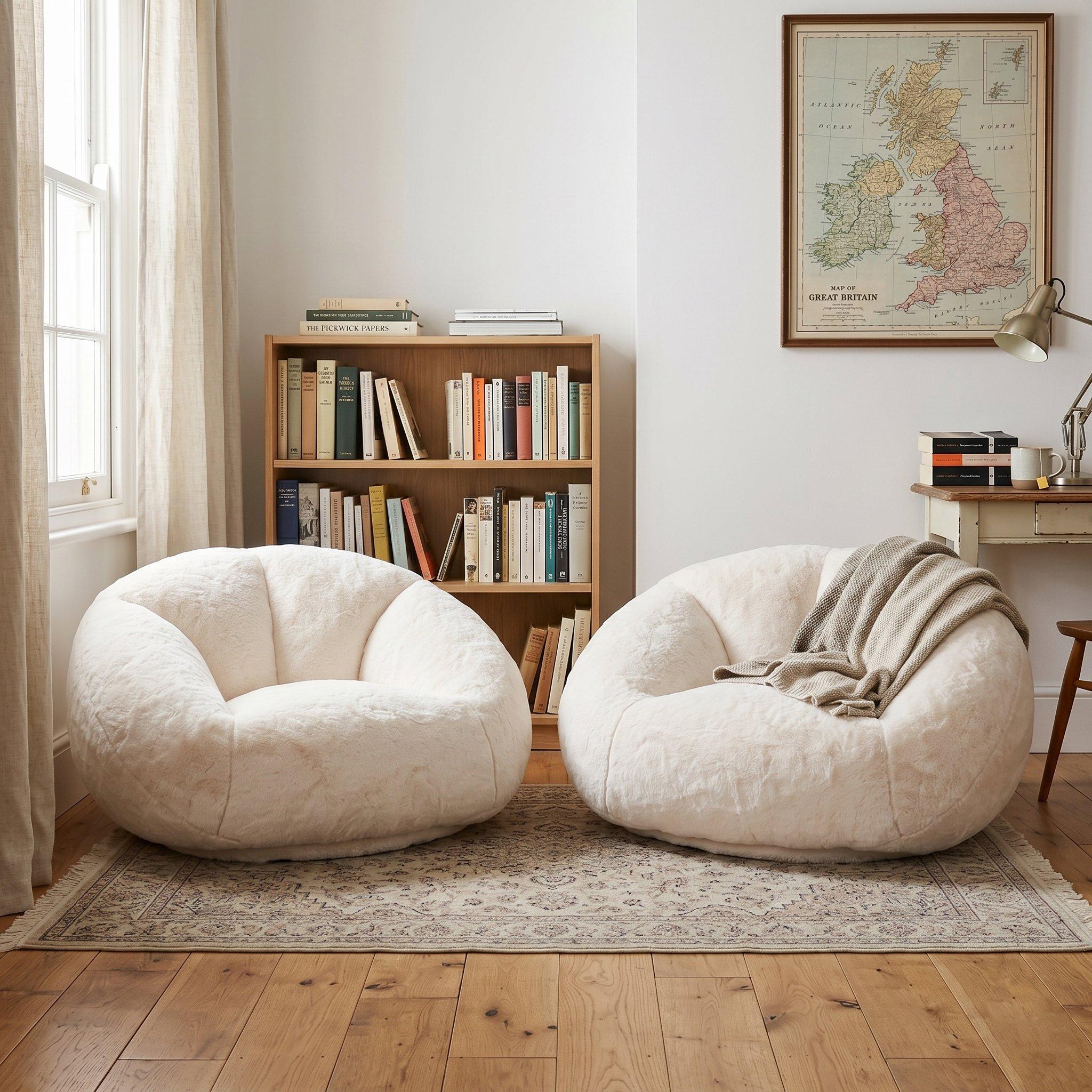 Beige - Urban Meuble - Bean Bag Chair Memory Foam - 3