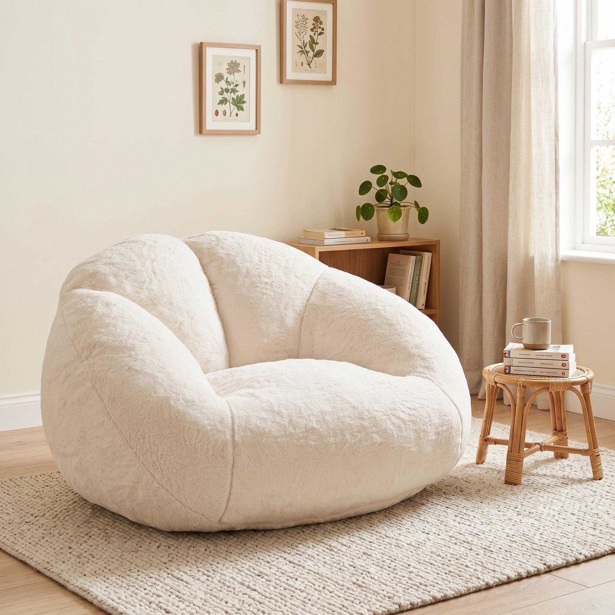 Beige - Urban Meuble - Bean Bag Chair Memory Foam - 4