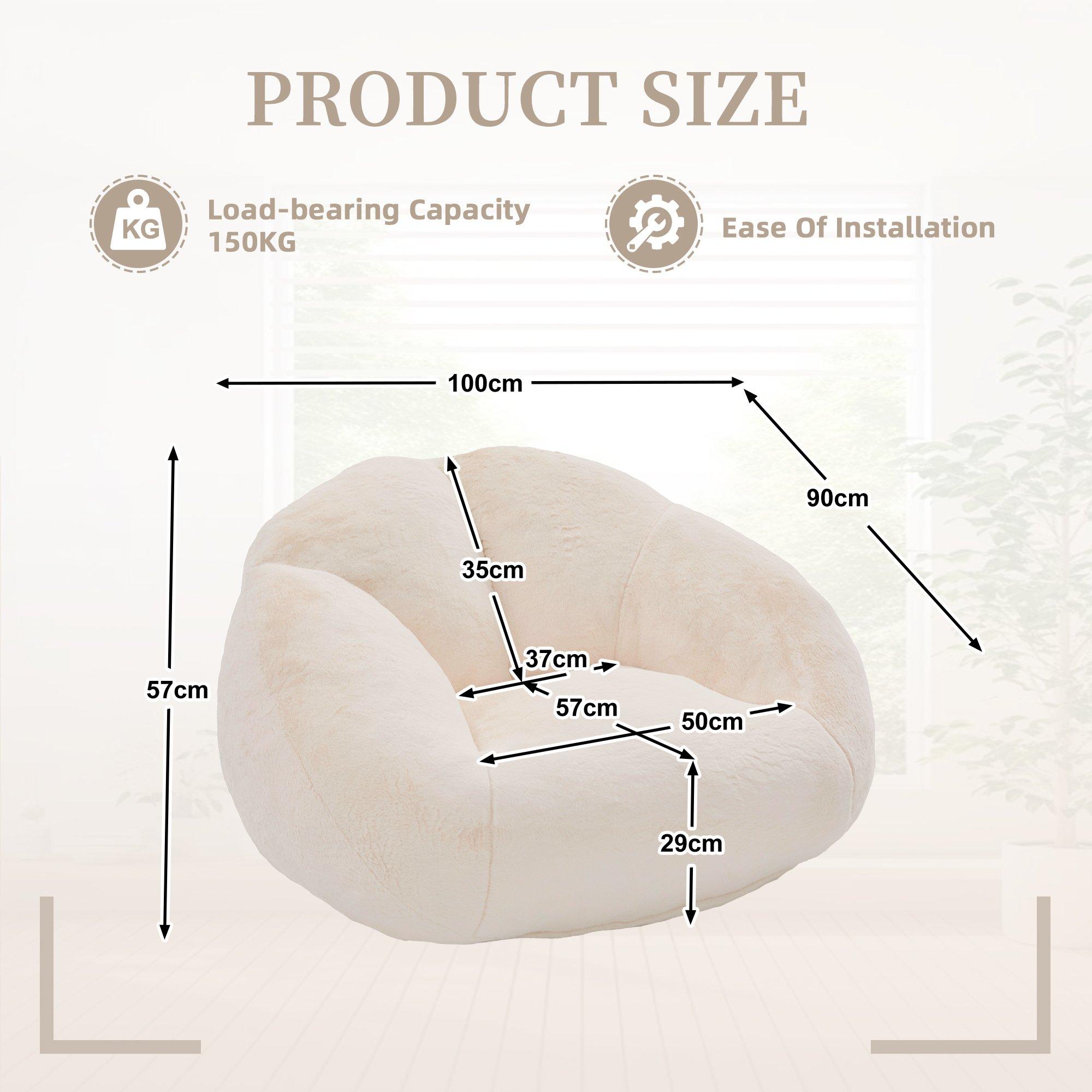 Beige - Urban Meuble - Bean Bag Chair Memory Foam - 6