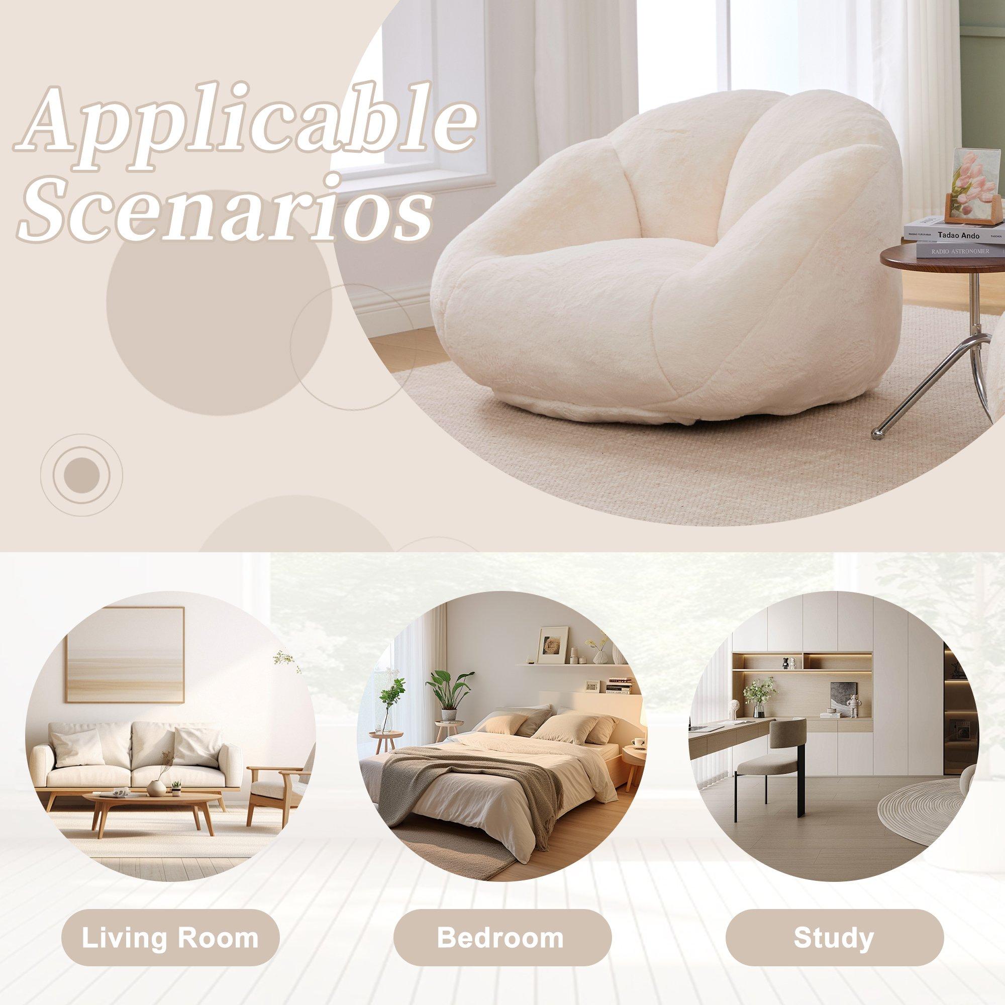 Beige - Urban Meuble - Bean Bag Chair Memory Foam - 7