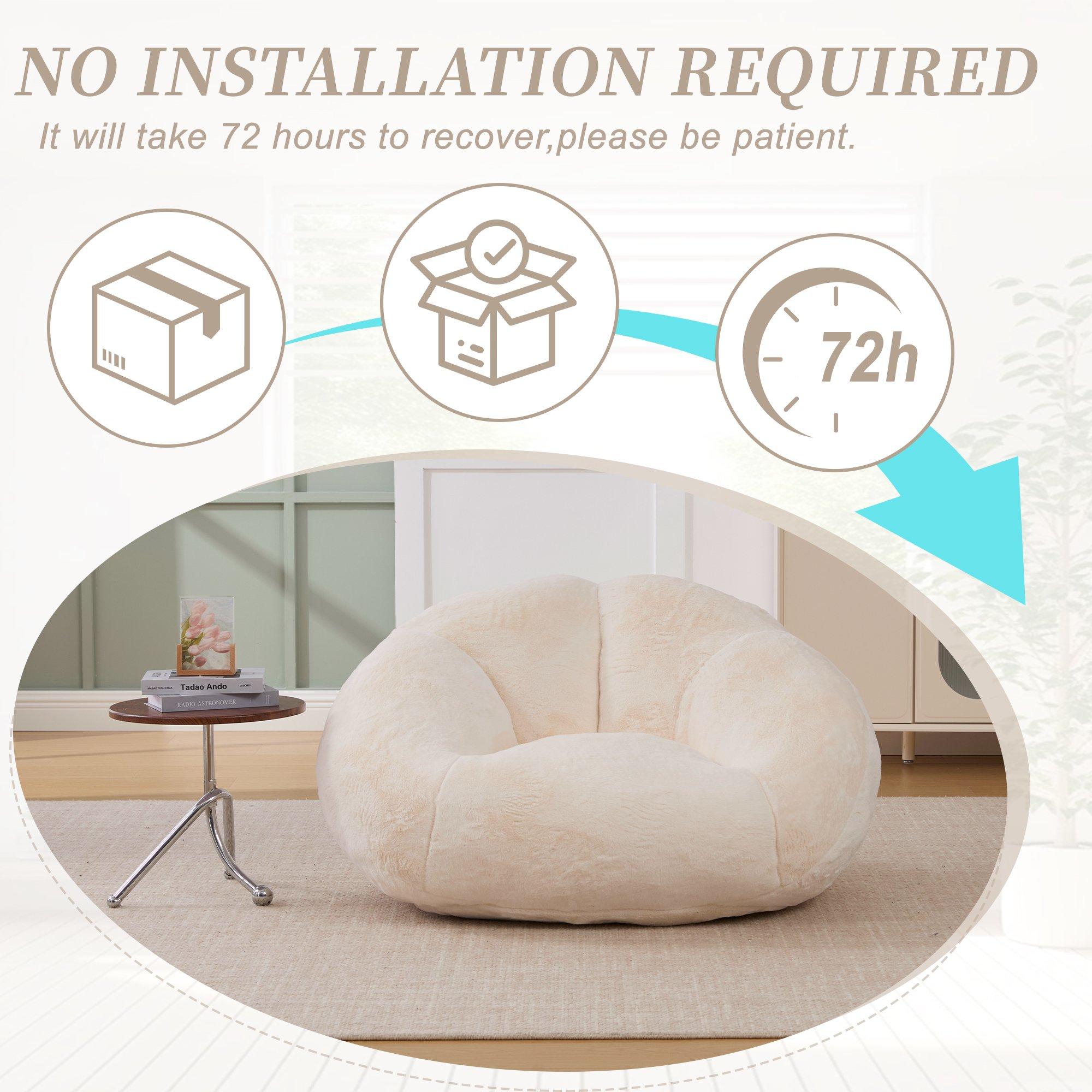 Beige - Urban Meuble - Bean Bag Chair Memory Foam - 8