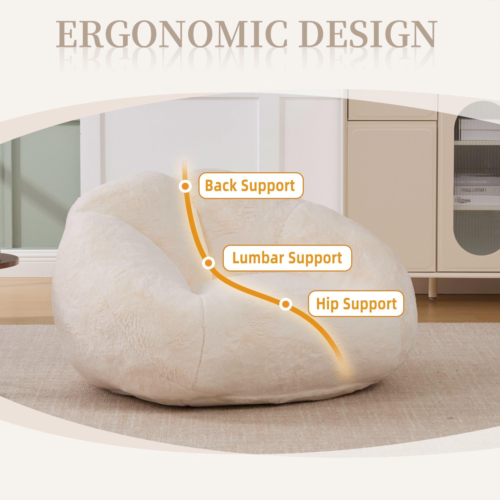 Beige - Urban Meuble - Bean Bag Chair Memory Foam - 9