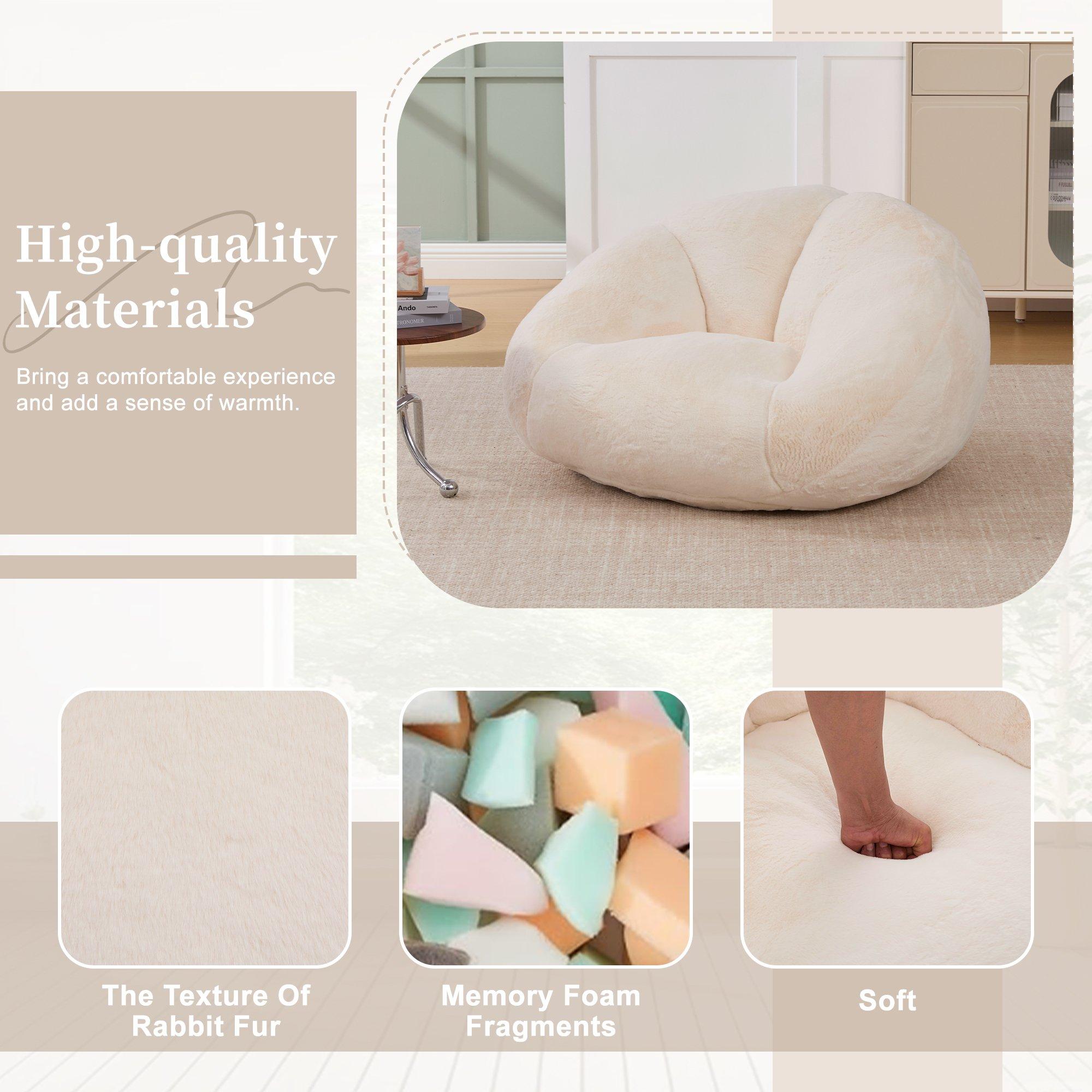 Beige - Urban Meuble - Bean Bag Chair Memory Foam - 10