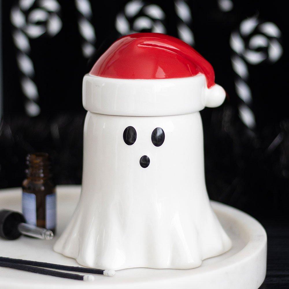 White - Something Different - Ghost with Santa Hat Oil Burner and Wax Warmer - 1