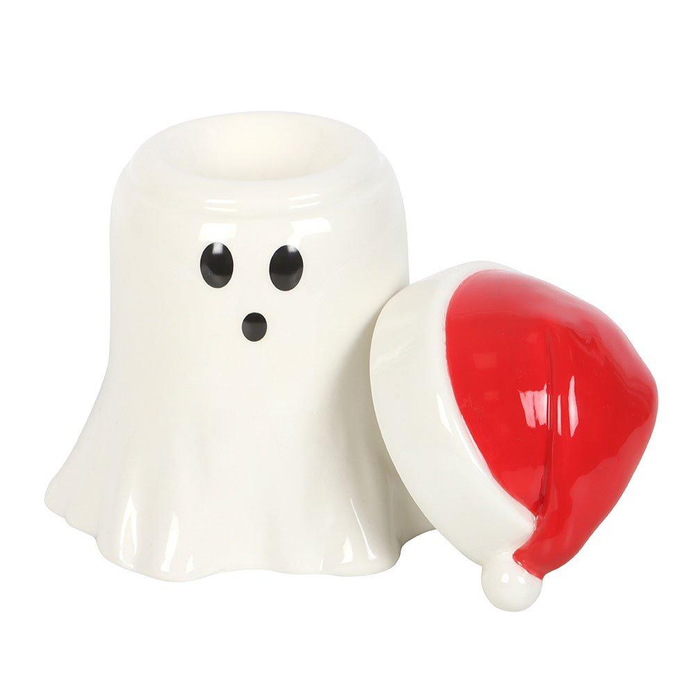 White - Something Different - Ghost with Santa Hat Oil Burner and Wax Warmer - 3