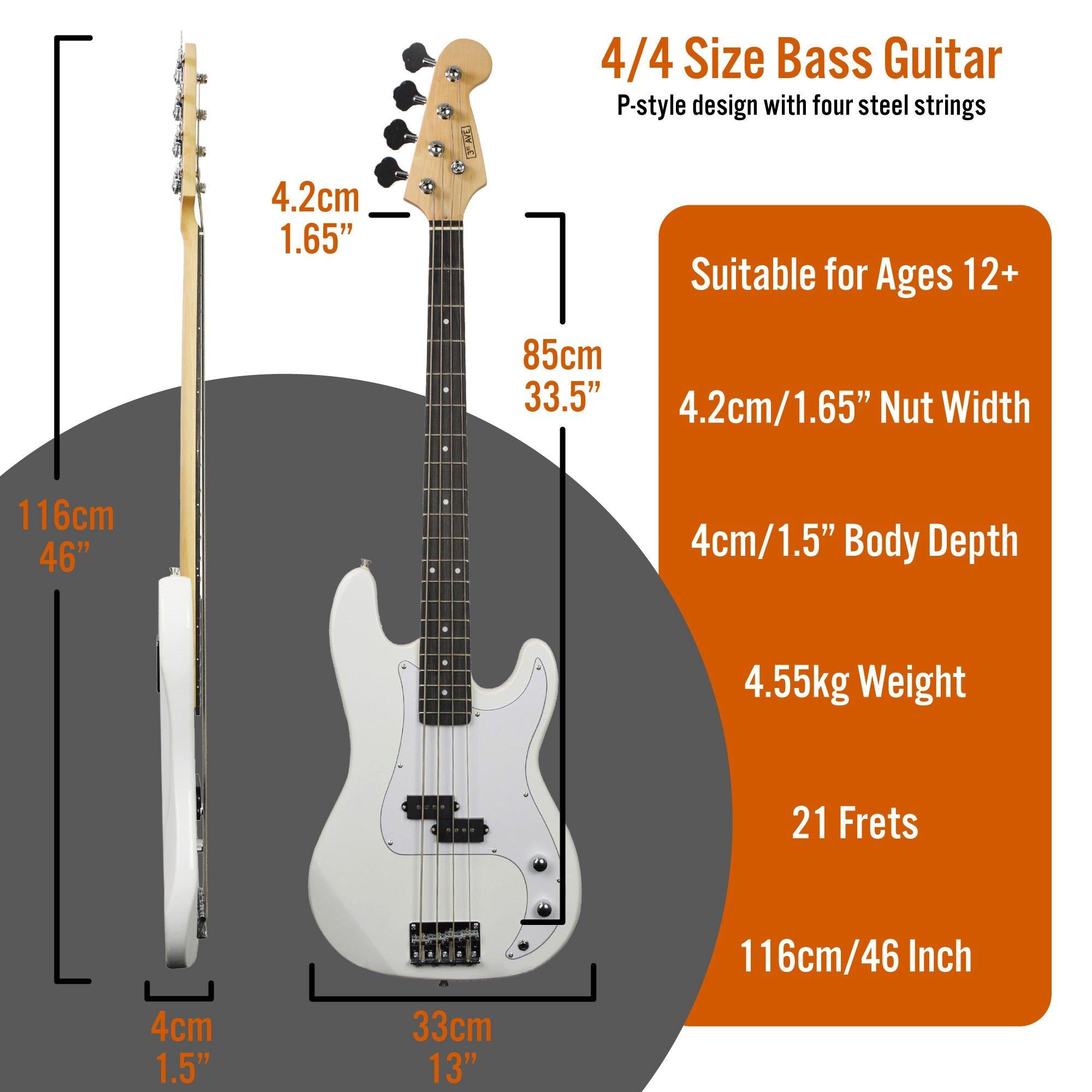 White - 3rd Avenue - Electric Bass Guitar Pack - 2