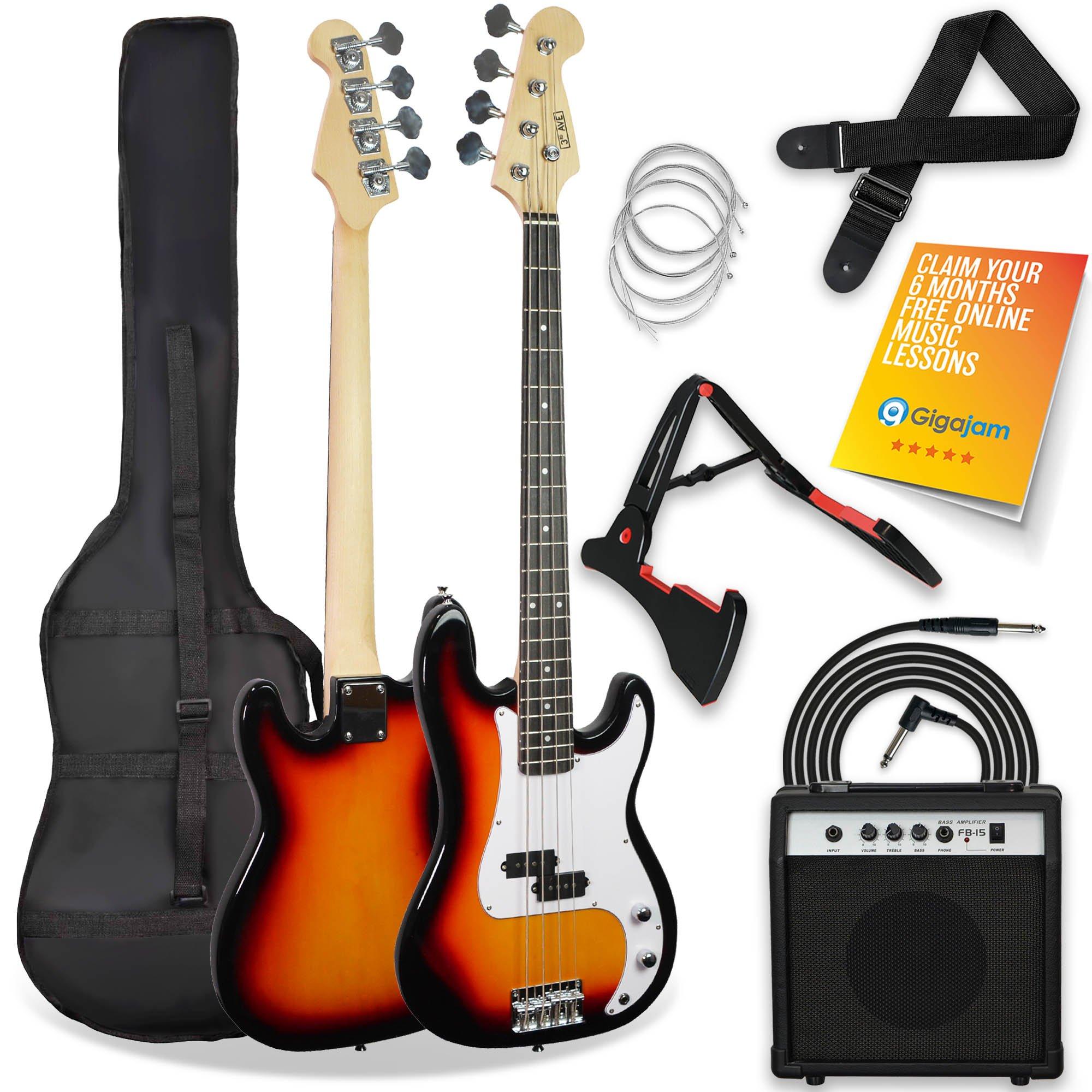 3Rd Avenue  Electric Bass Guitar Pack - Sunburst - Full Size