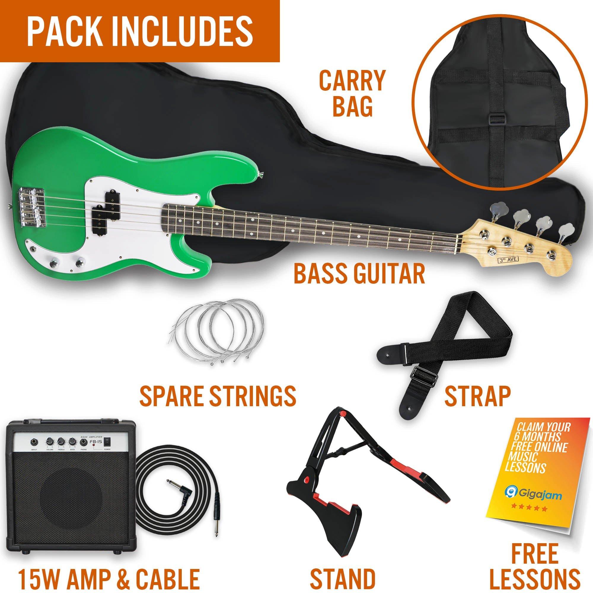 Green - 3rd Avenue - Electric Bass Guitar Pack - 3