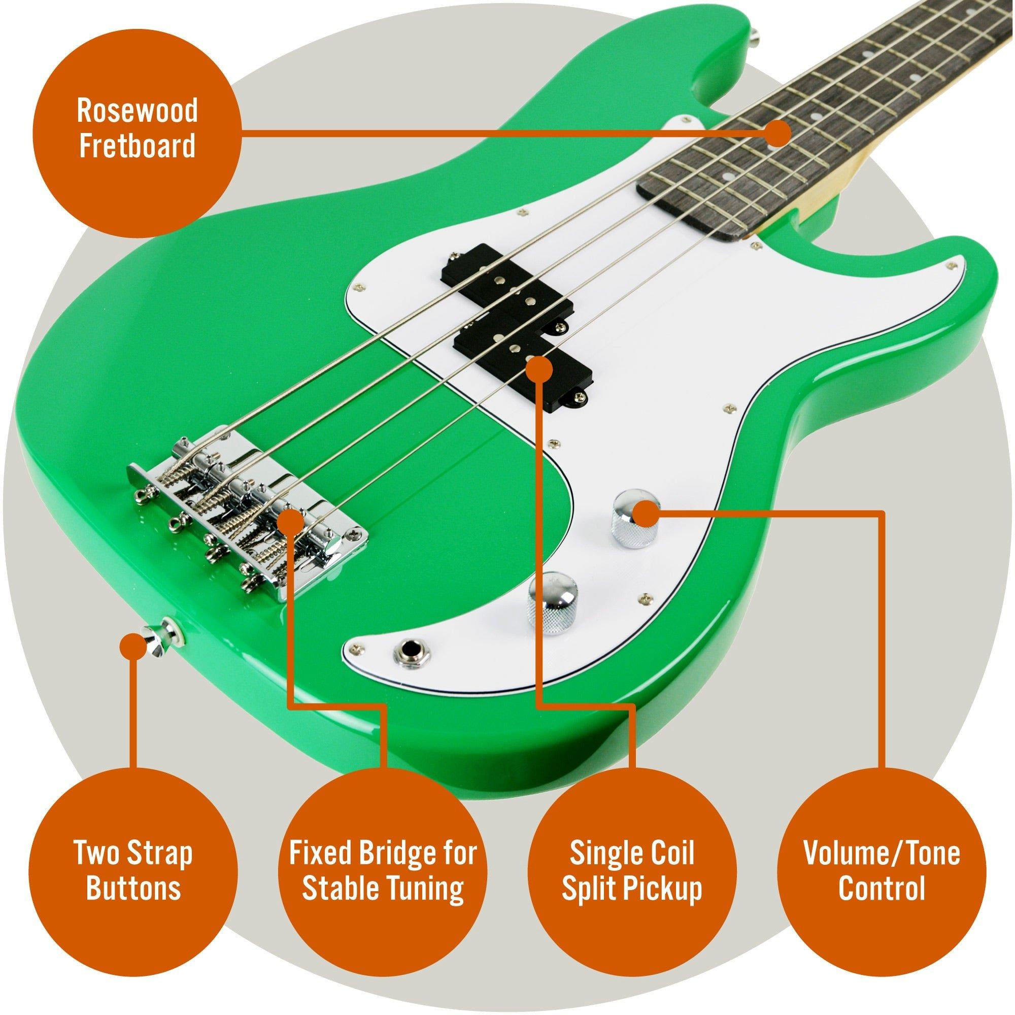 Green - 3rd Avenue - Electric Bass Guitar Pack - 4