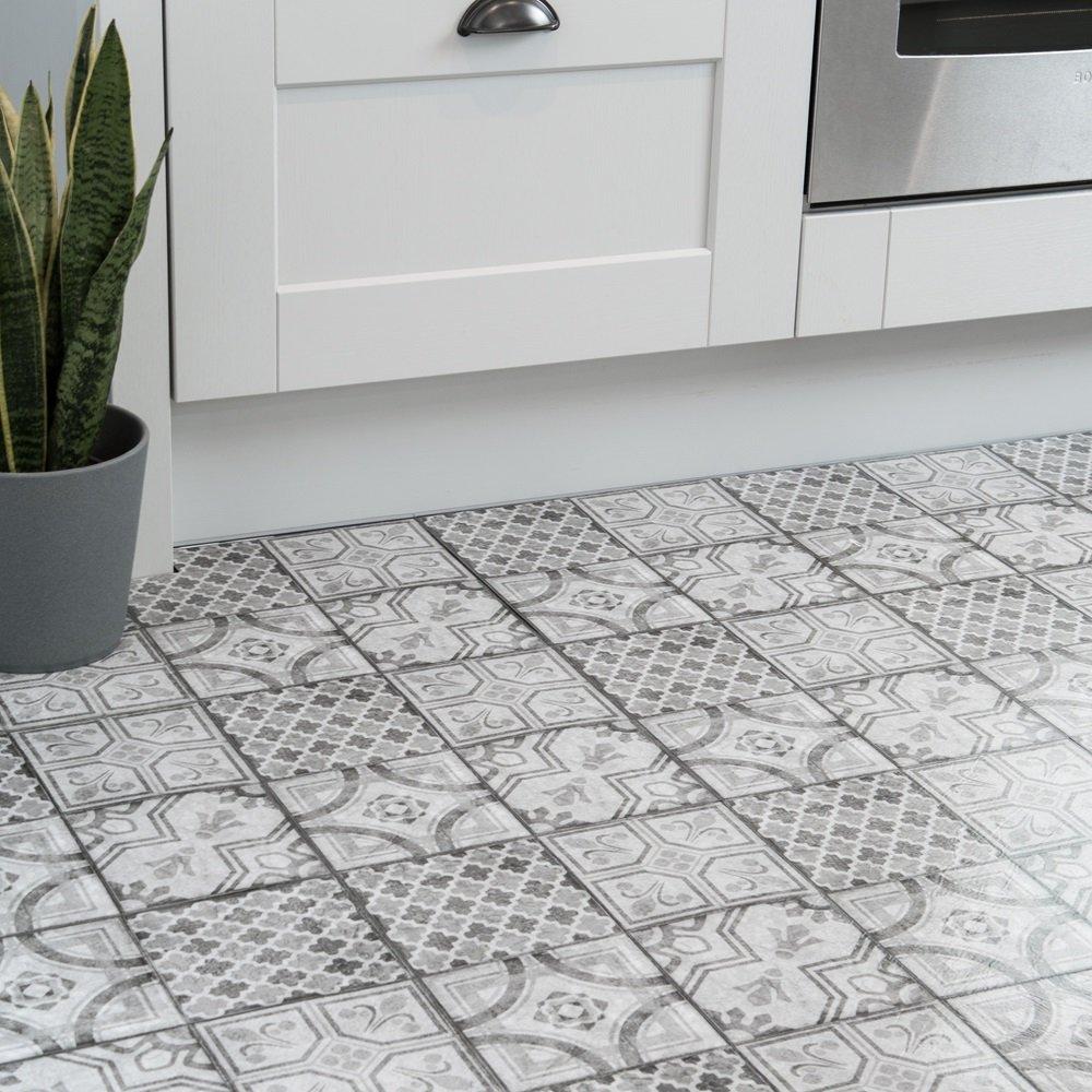 Grey - D C Fix - Self Adhesive Vinyl Floor Tiles Moroccan Grey - 1