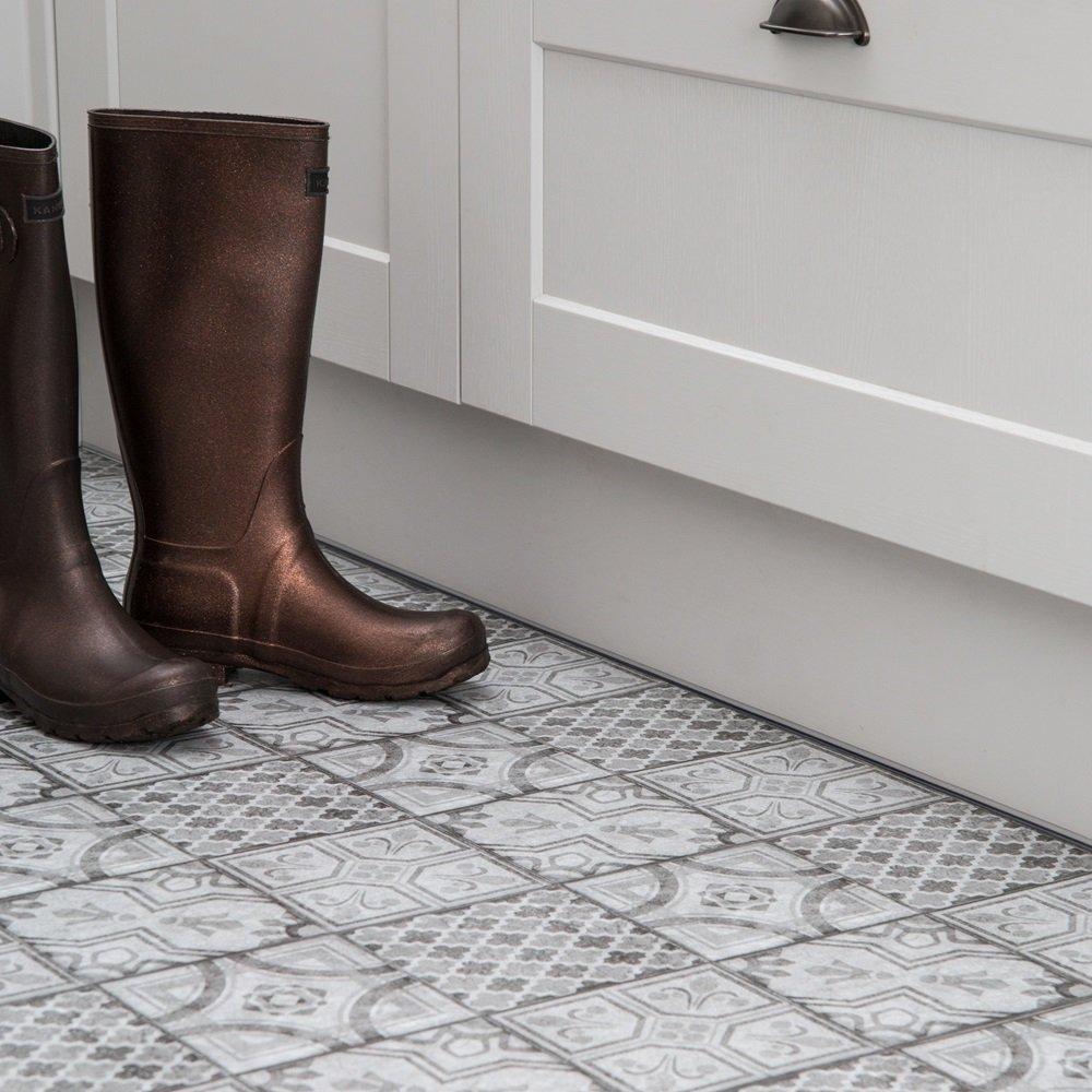 Grey - D C Fix - Self Adhesive Vinyl Floor Tiles Moroccan Grey - 4