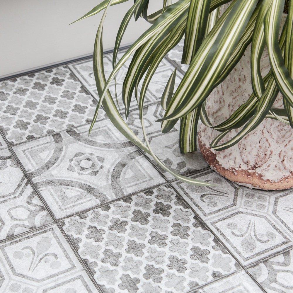 Grey - D C Fix - Self Adhesive Vinyl Floor Tiles Moroccan Grey - 5