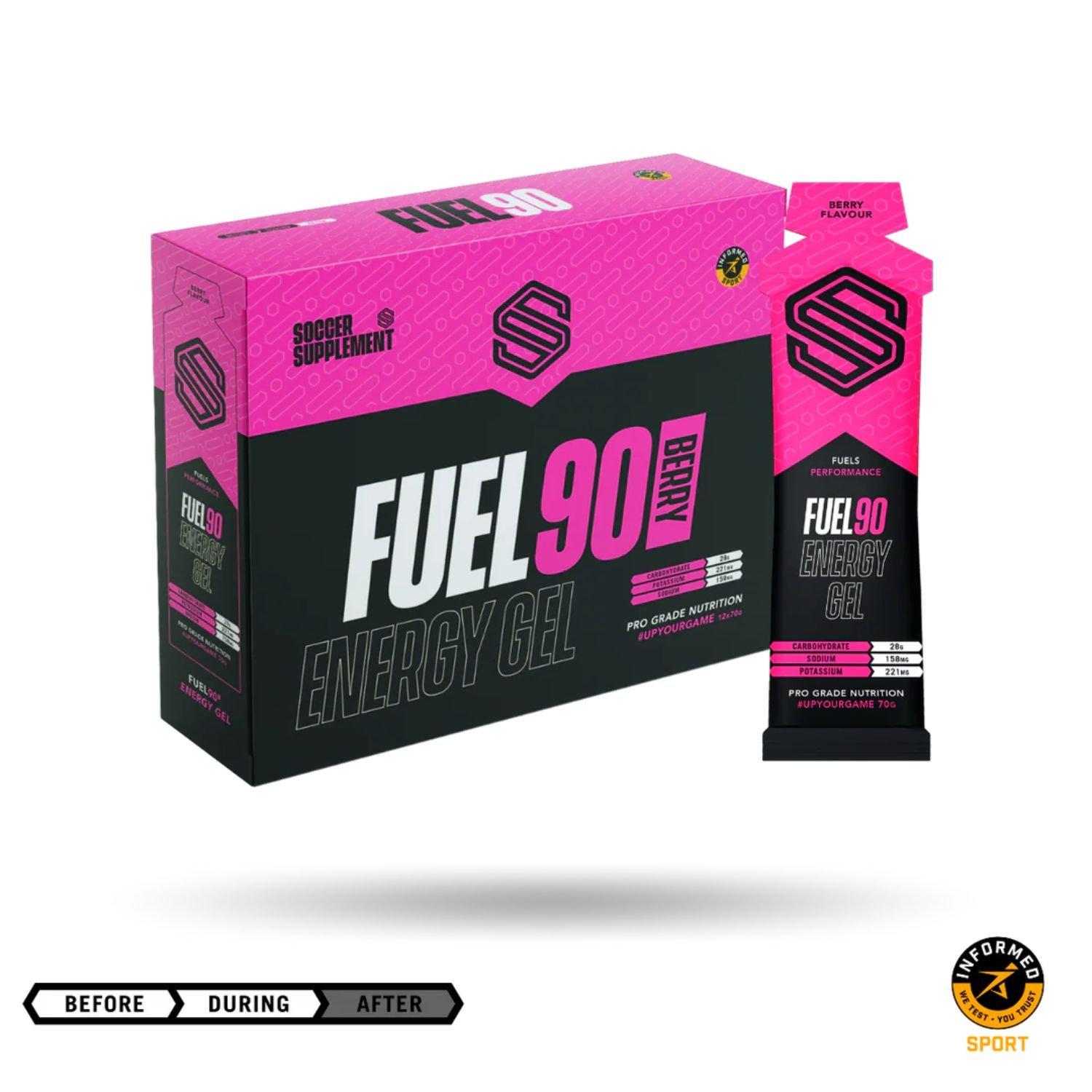 Soccer Supplements  Fuel90® - Energy Gel (12 X 70G) - Mixed Berry