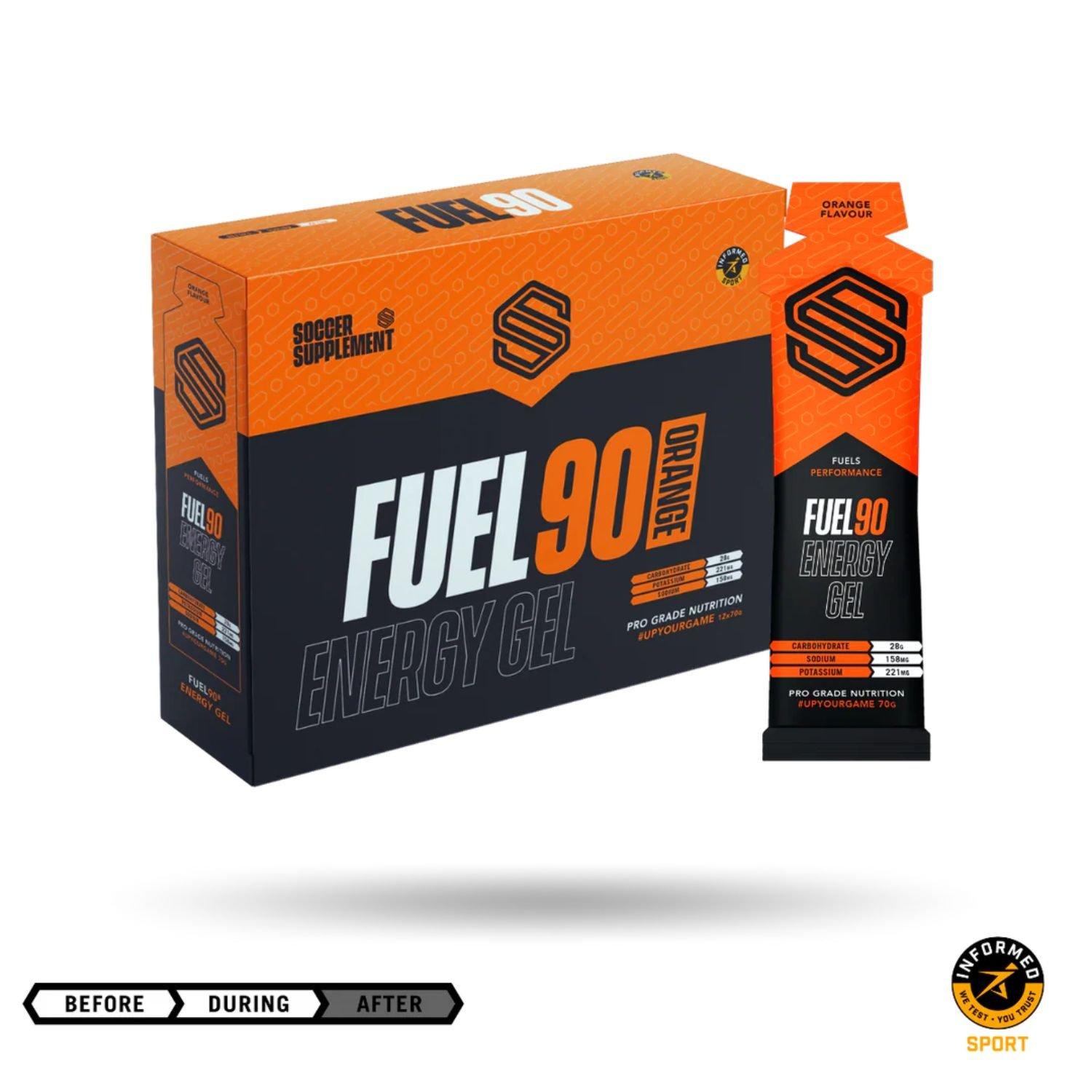 Soccer Supplements  Fuel90® - Energy Gel (12 X 70G) - Orange