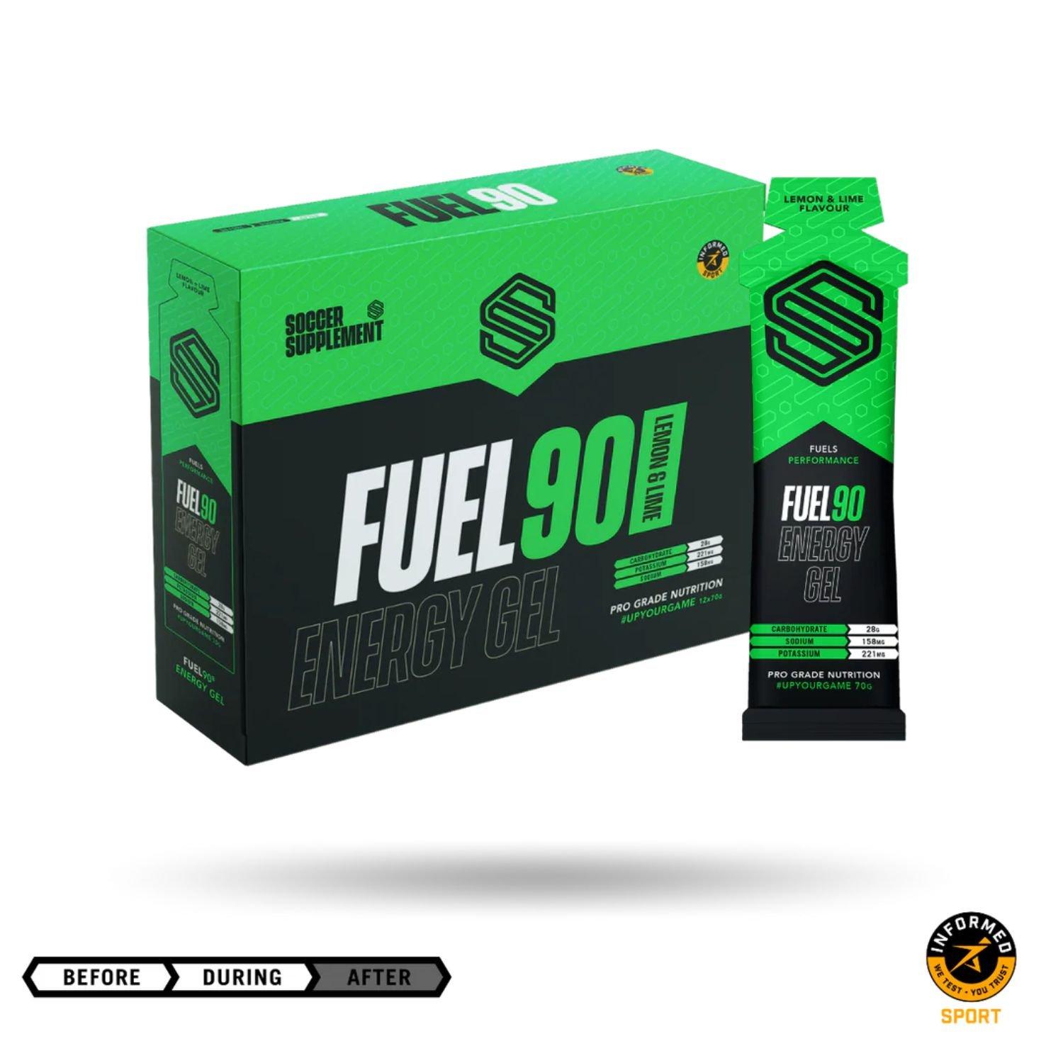 Soccer Supplements  Fuel90® - Energy Gel (12 X 70G) - Lemon & Lime
