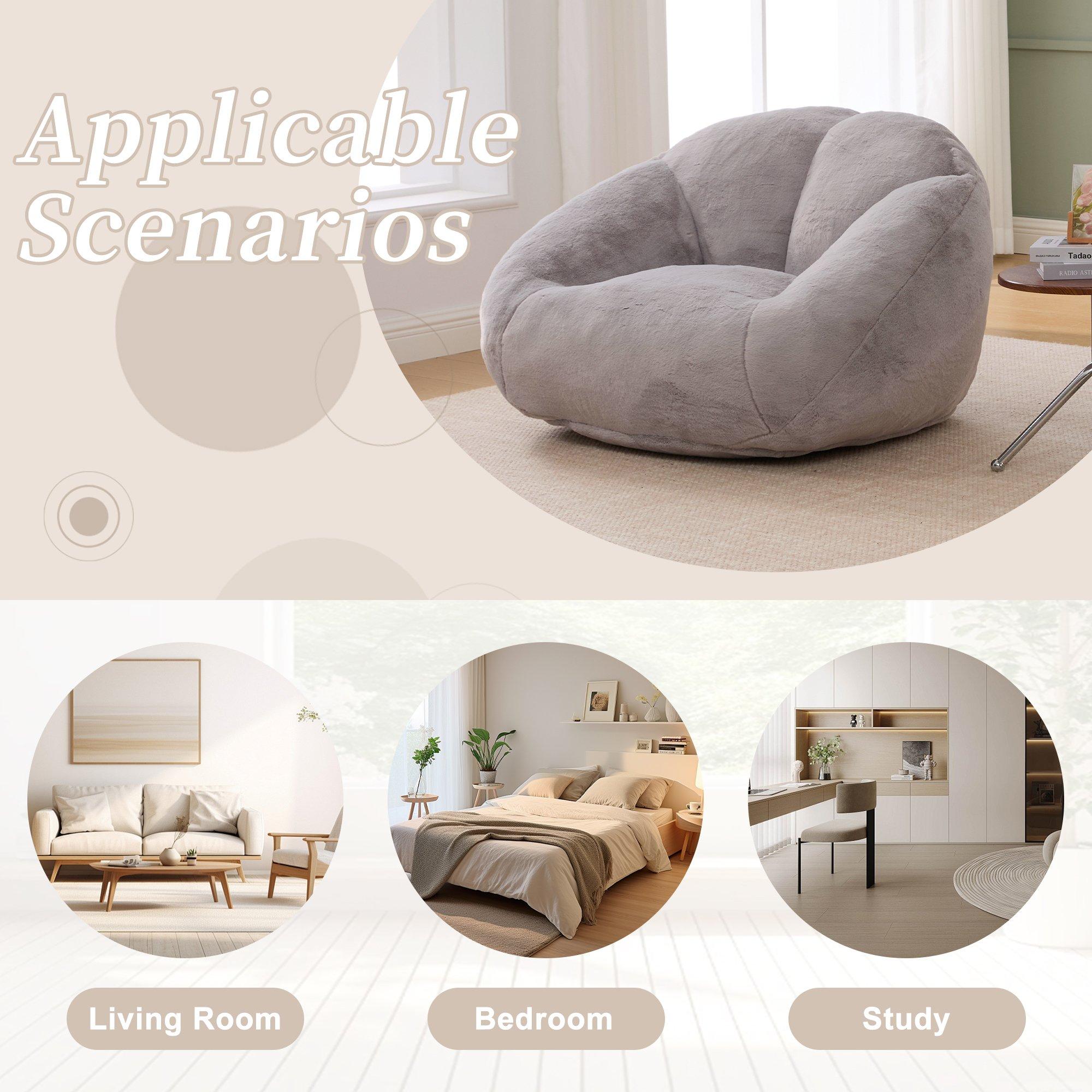 Light Grey - Urban Meuble - Bean Bag Chair Memory Foam - 7