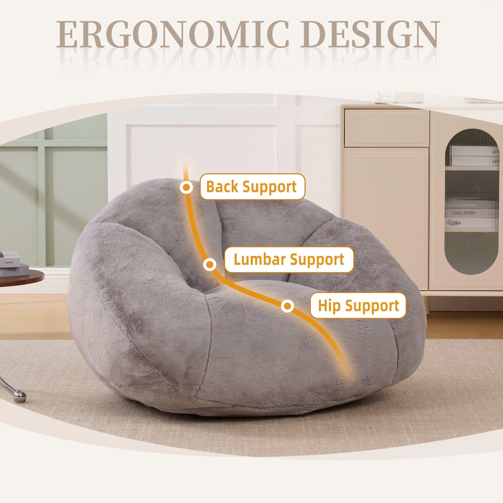 Light Grey - Urban Meuble - Bean Bag Chair Memory Foam - 8