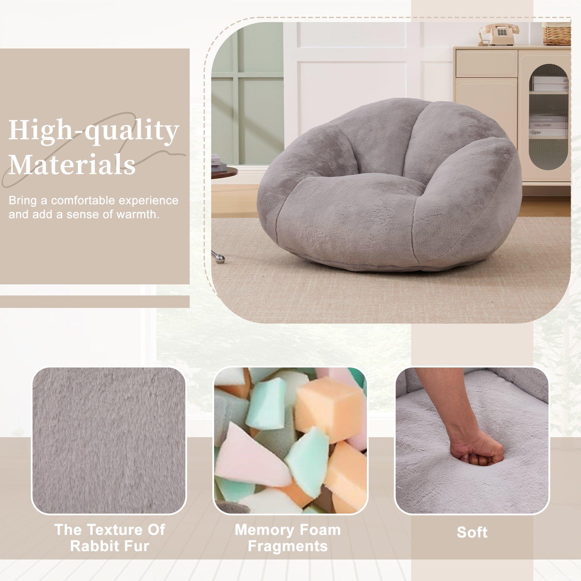 Light Grey - Urban Meuble - Bean Bag Chair Memory Foam - 9