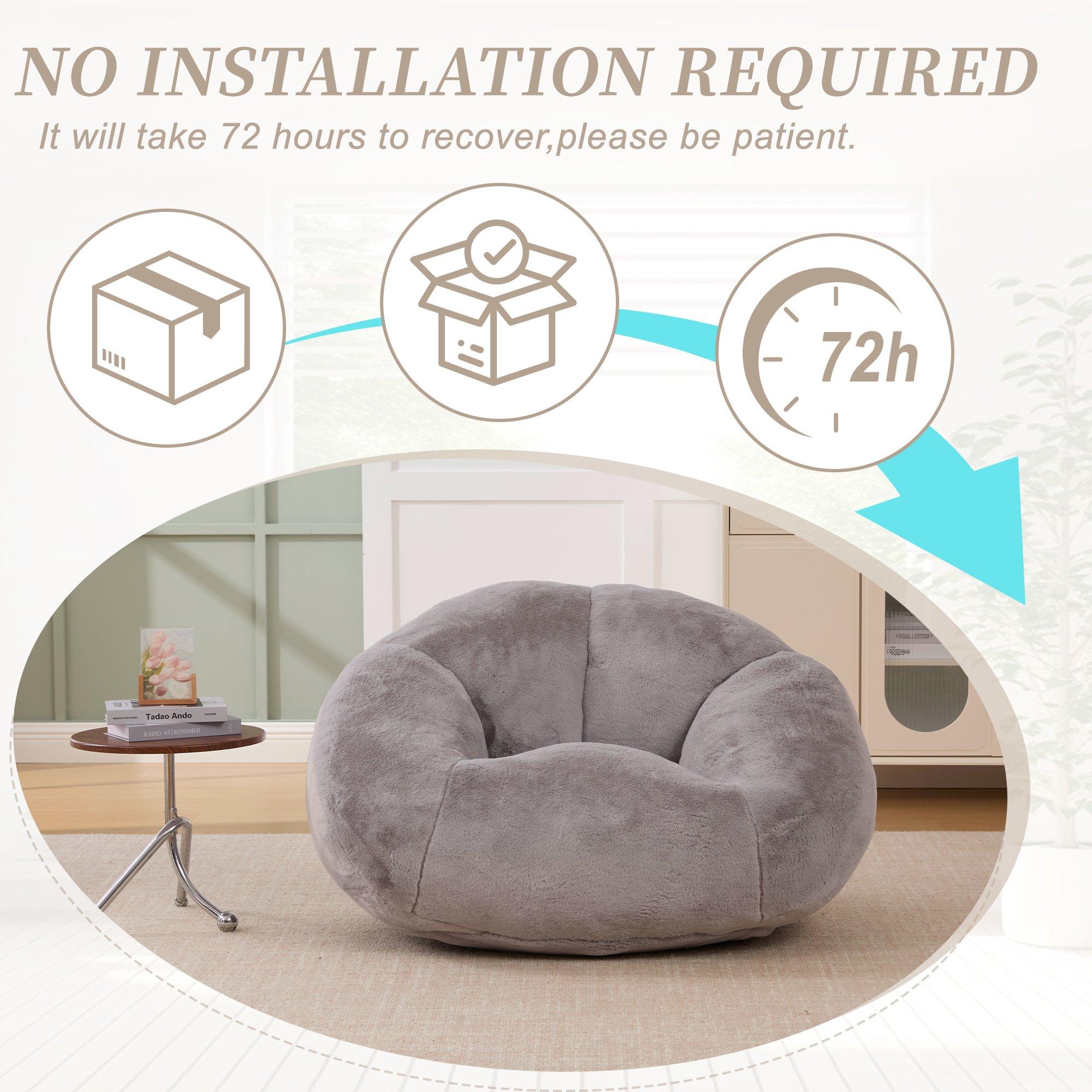 Light Grey - Urban Meuble - Bean Bag Chair Memory Foam - 10