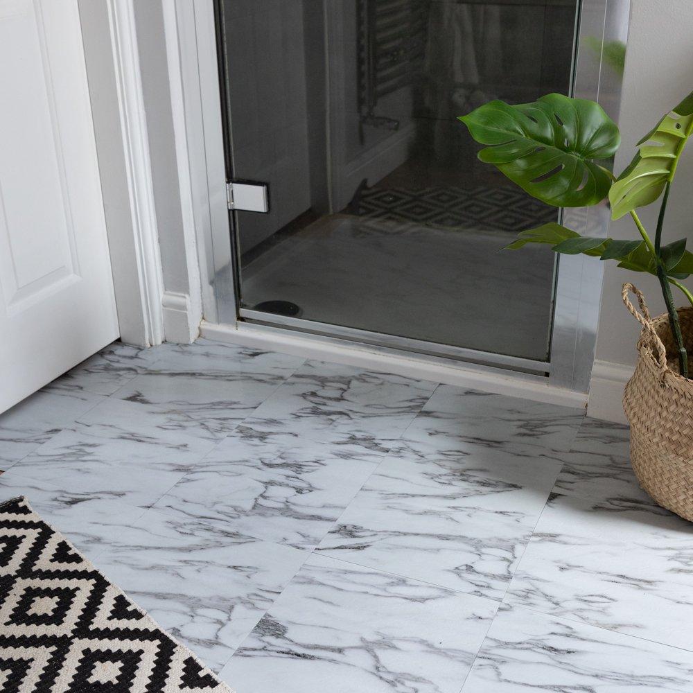 Grey - D C Fix - Self Adhesive Vinyl Floor Tiles Marble Grey - 1