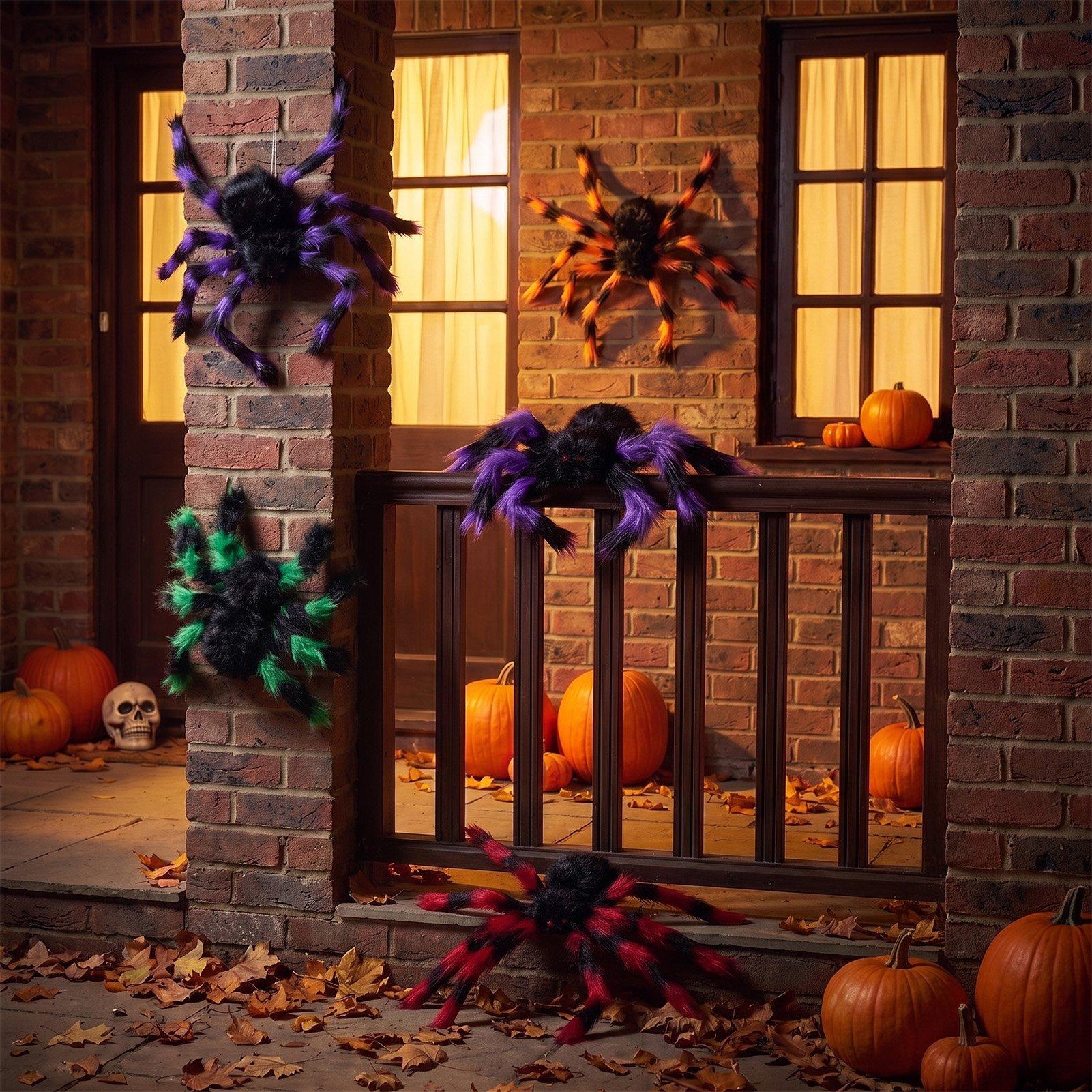 Multi - LIFE IDEAS - 5 Pack Halloween Giant Fluffy Spiders - 1