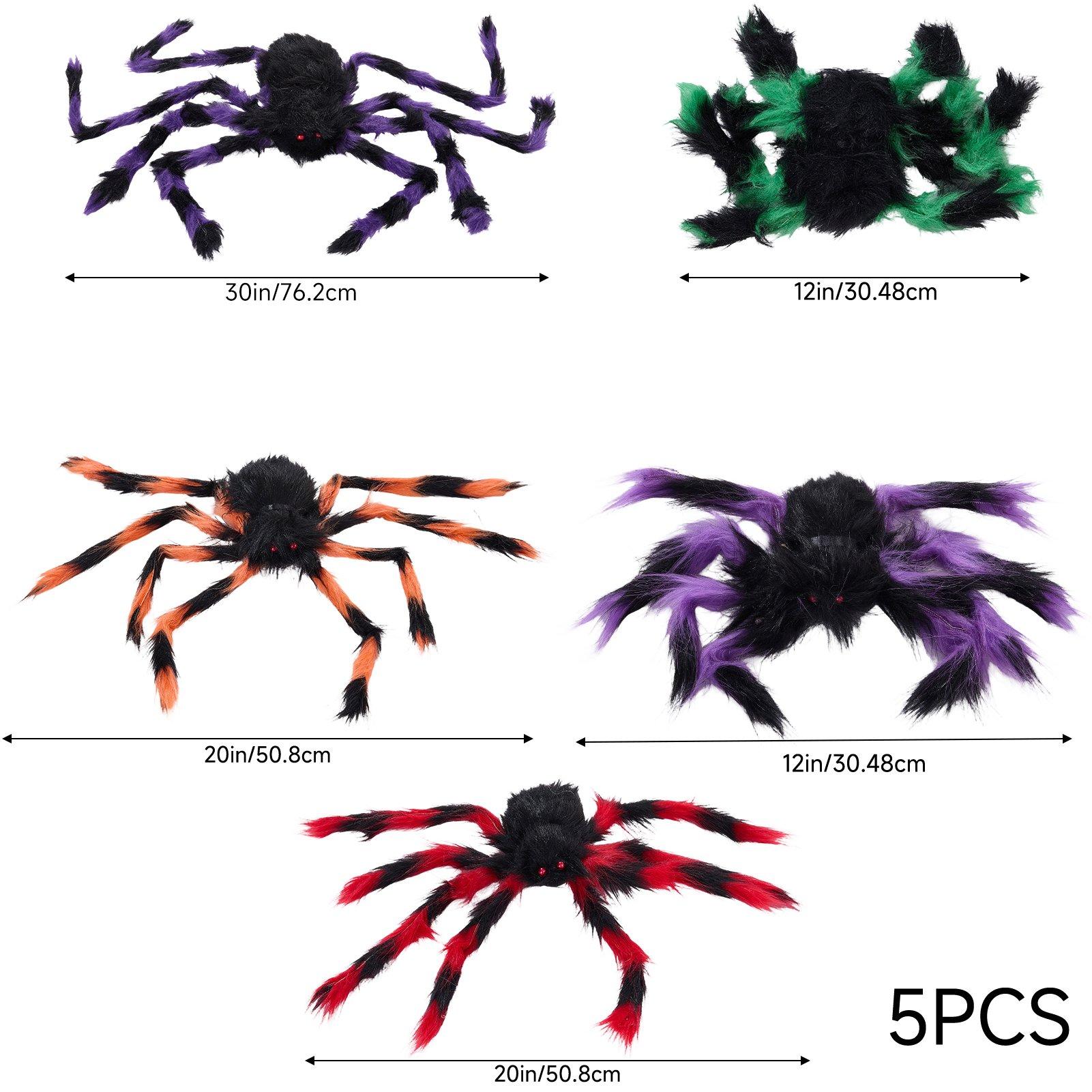 Multi - LIFE IDEAS - 5 Pack Halloween Giant Fluffy Spiders - 2