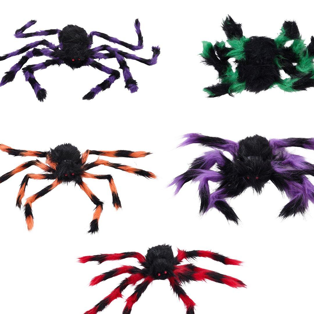Multi - LIFE IDEAS - 5 Pack Halloween Giant Fluffy Spiders - 3