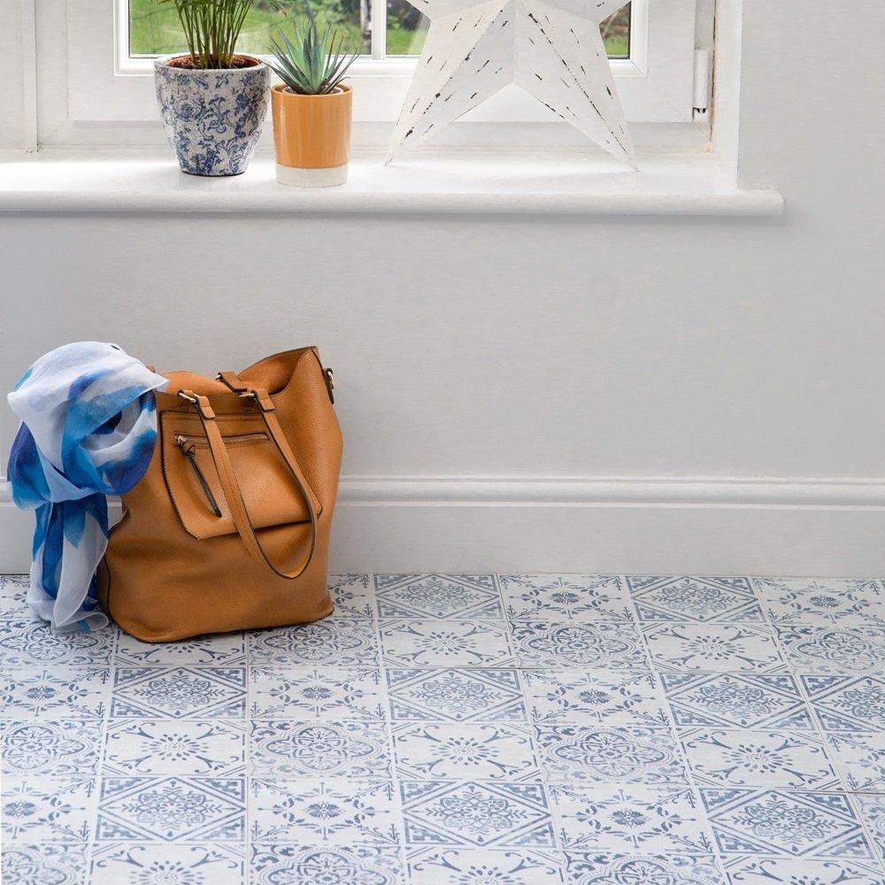 Blue - D C Fix - Self Adhesive Vinyl Floor Tiles Vintage - 1
