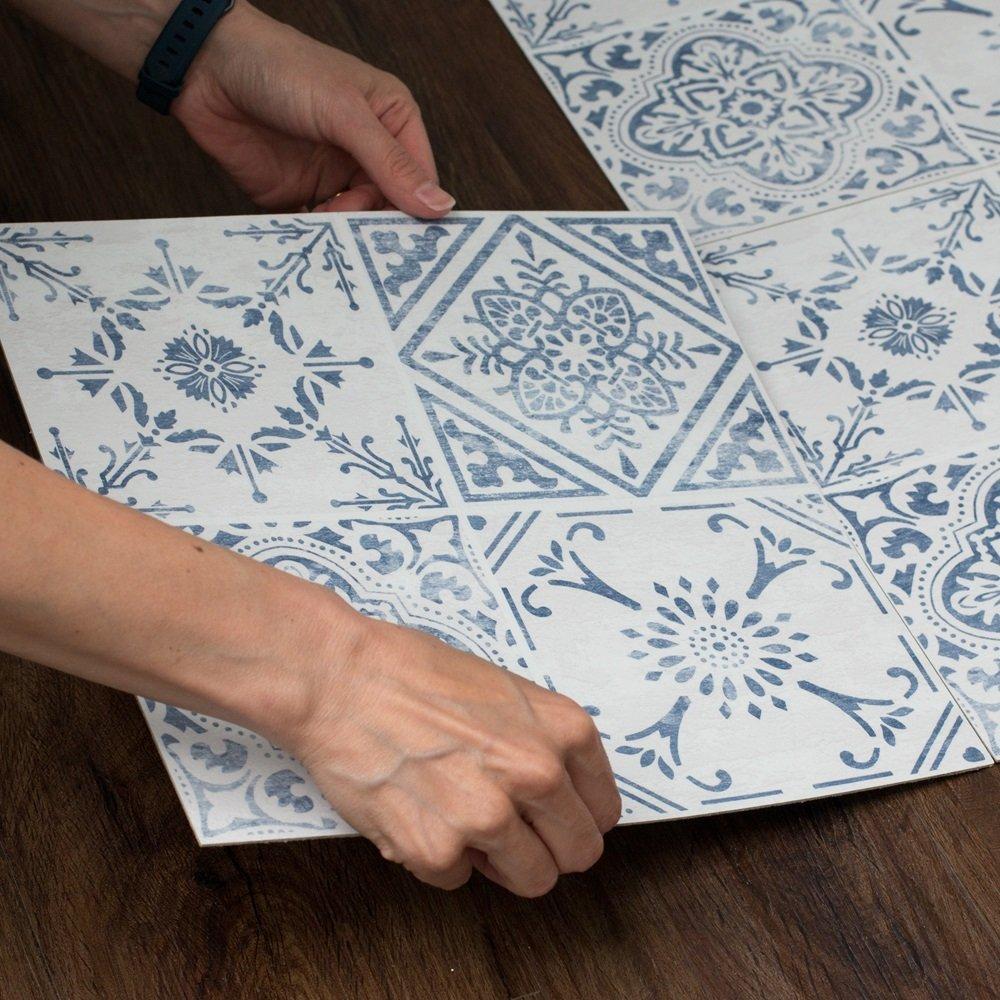 Blue - D C Fix - Self Adhesive Vinyl Floor Tiles Vintage - 3
