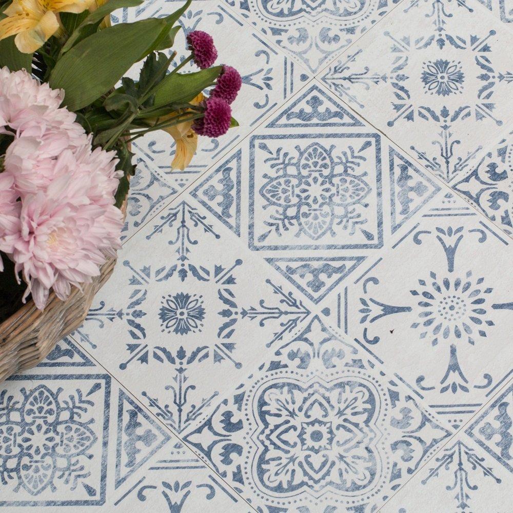 Blue - D C Fix - Self Adhesive Vinyl Floor Tiles Vintage - 4