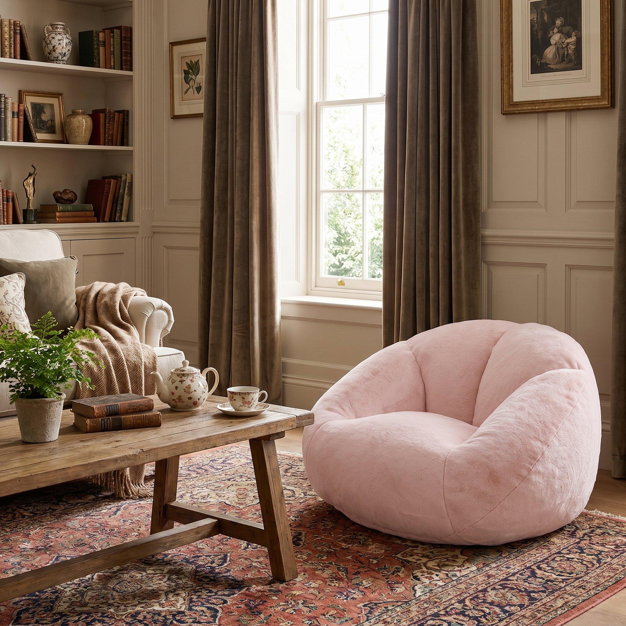 Pink - Urban Meuble - Bean Bag Chair Memory Foam - 2