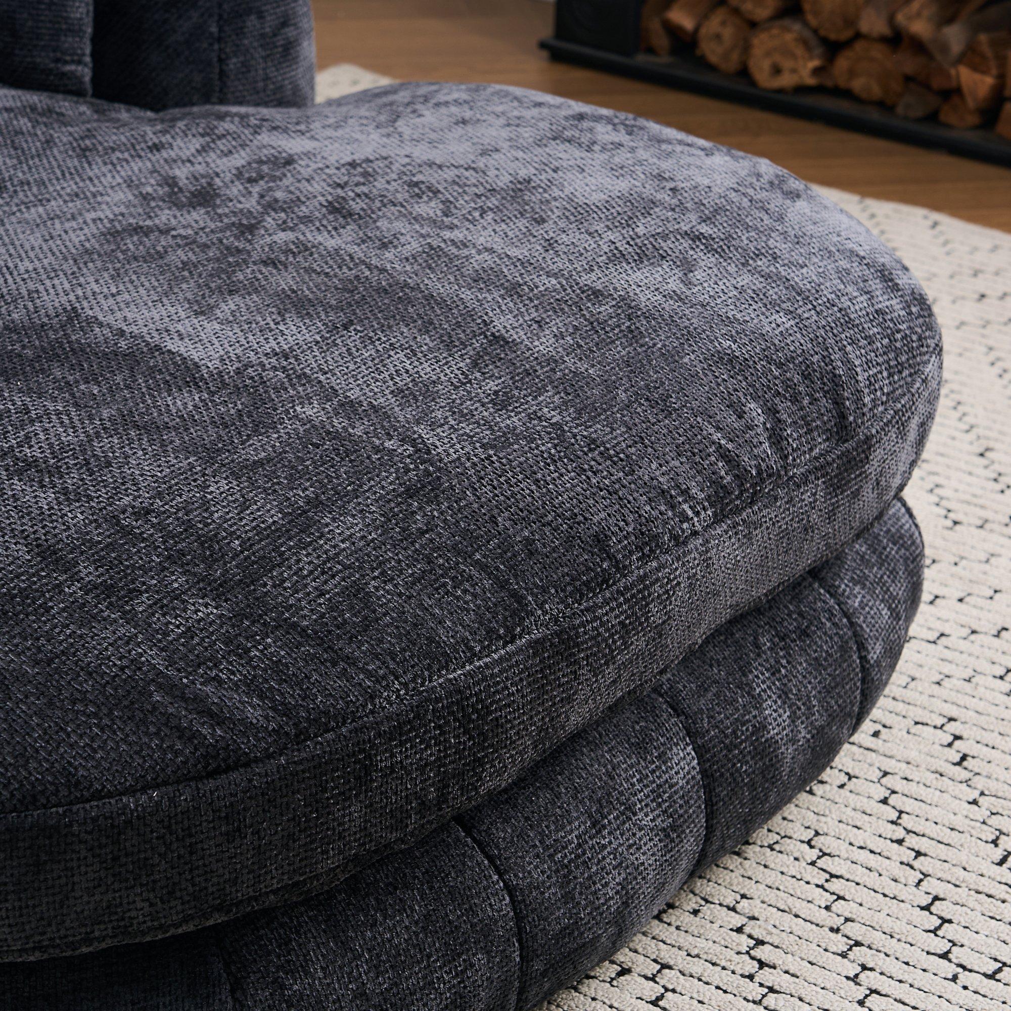 Black - Urban Meuble - Modern Chenille Chaise Lounge Armchair - 13