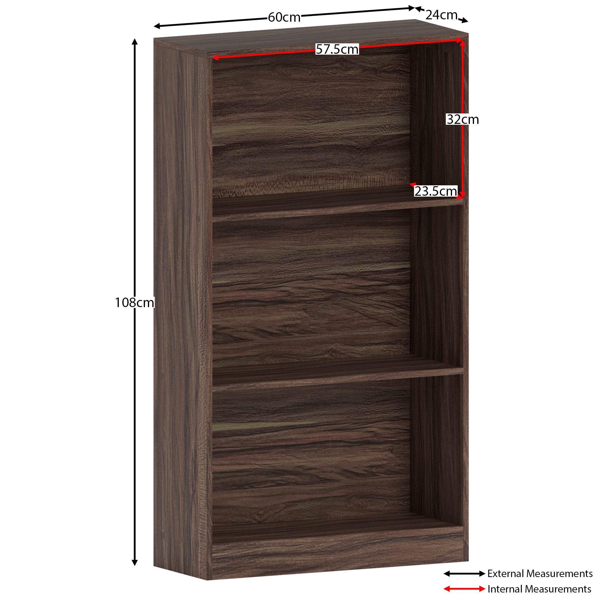 Walnut - Lassic - Vida Designs Cambridge 3 Tier Medium Bookcase - 2