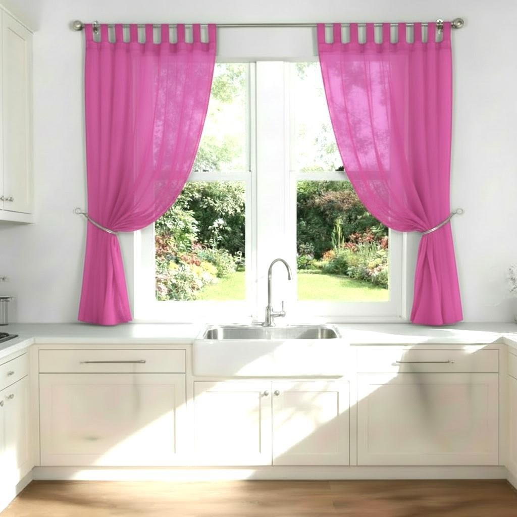 Cerise - Alan Symonds - Plain Tab Top Voile Pairs And Decorative Tie Backs - 1