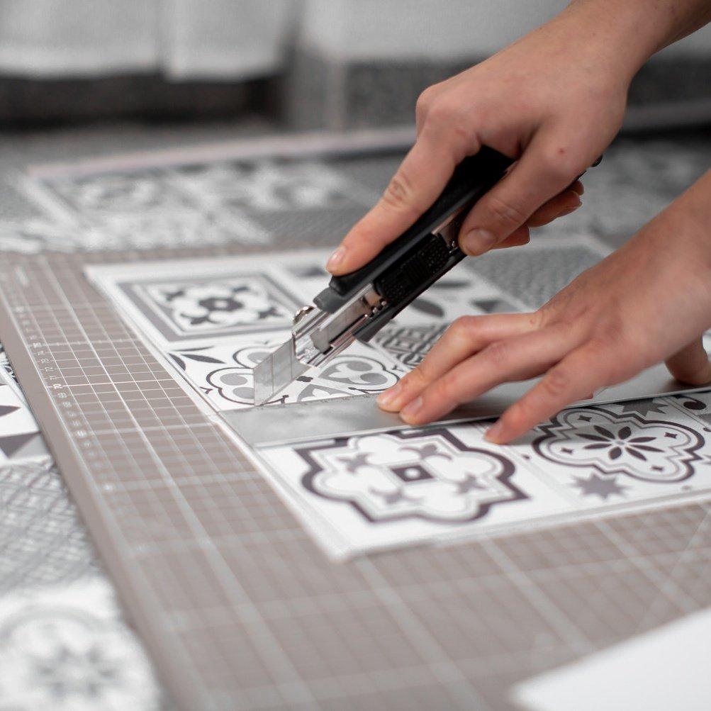 Grey - D C Fix - Self Adhesive Vinyl Floor Tiles Oriental - 3