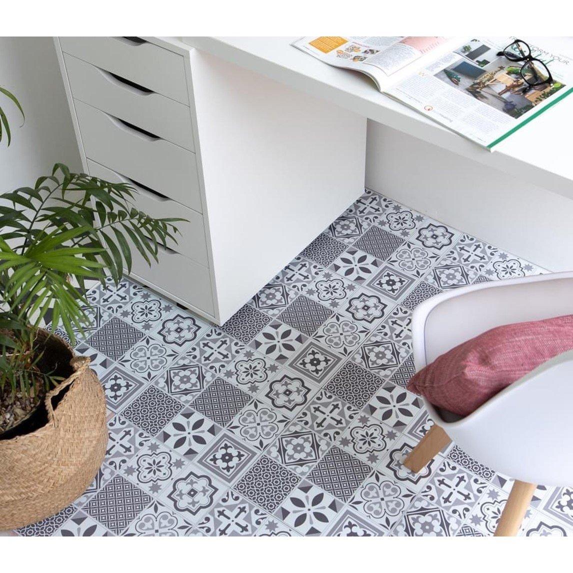 Grey - D C Fix - Self Adhesive Vinyl Floor Tiles Oriental - 4