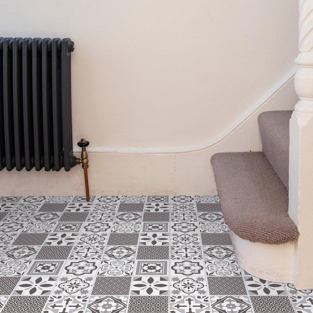 Grey - D C Fix - Self Adhesive Vinyl Floor Tiles Oriental - 5