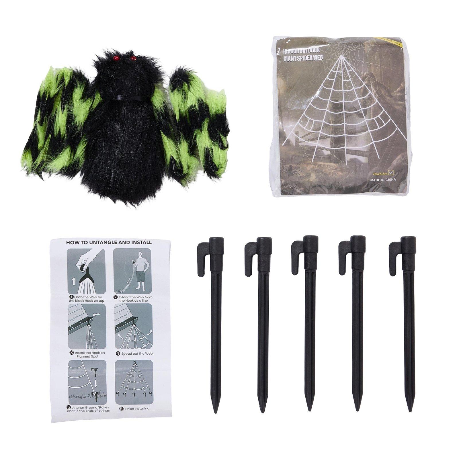 Black/Light Gre - LIFE IDEAS - Halloween Giant Spider & Web Decorations - 3