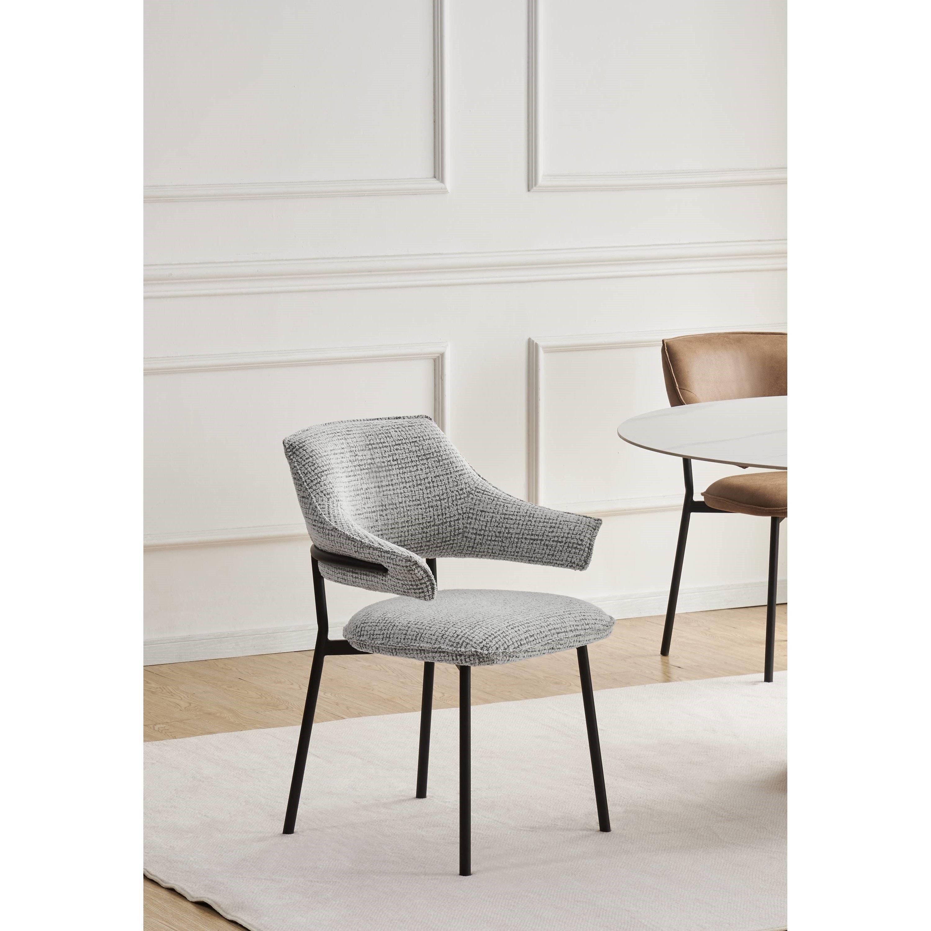 Smoke Grey - Shankar - Pair of Geneva Textured Dining Chairs - 1