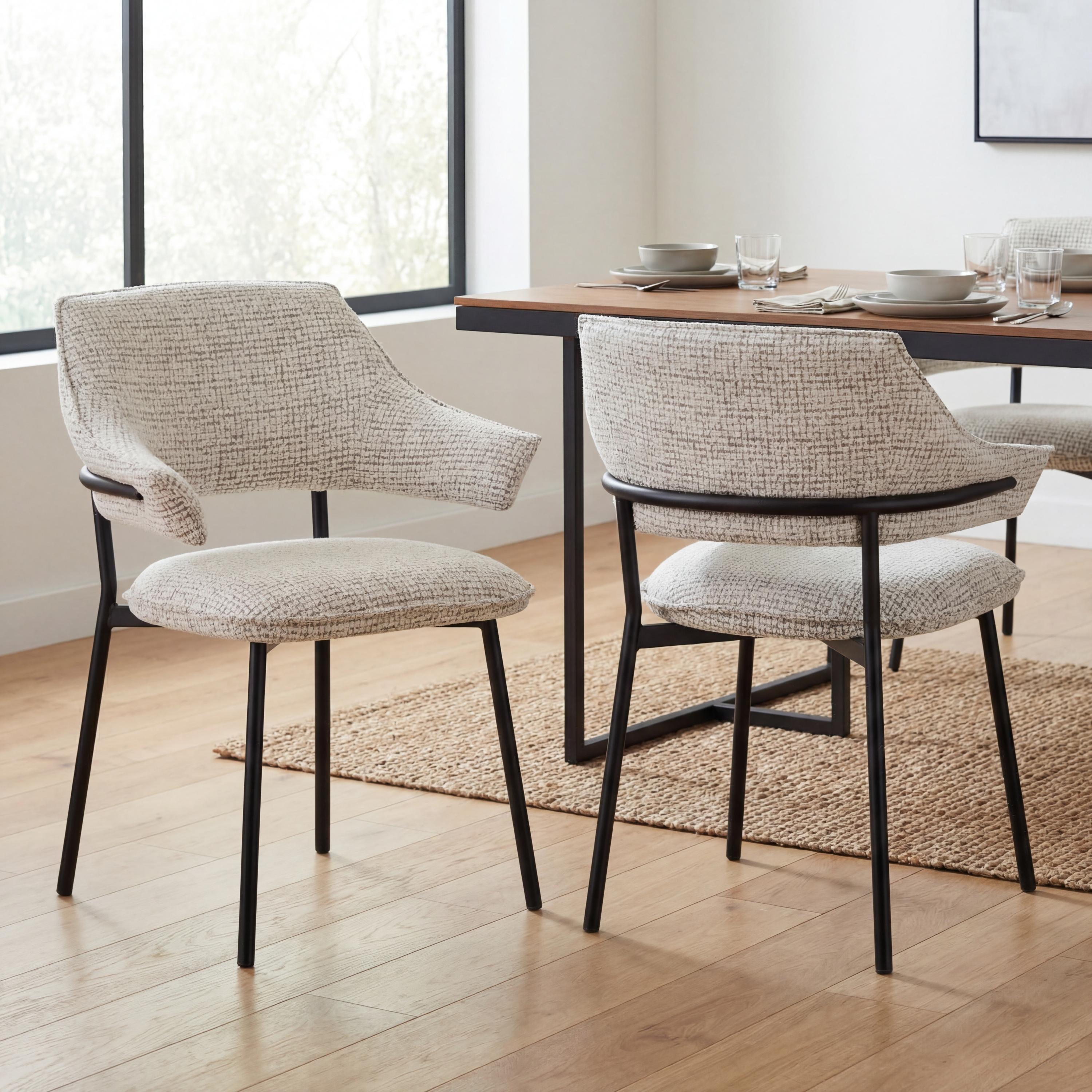 Smoke Grey - Shankar - Pair of Geneva Textured Dining Chairs - 1