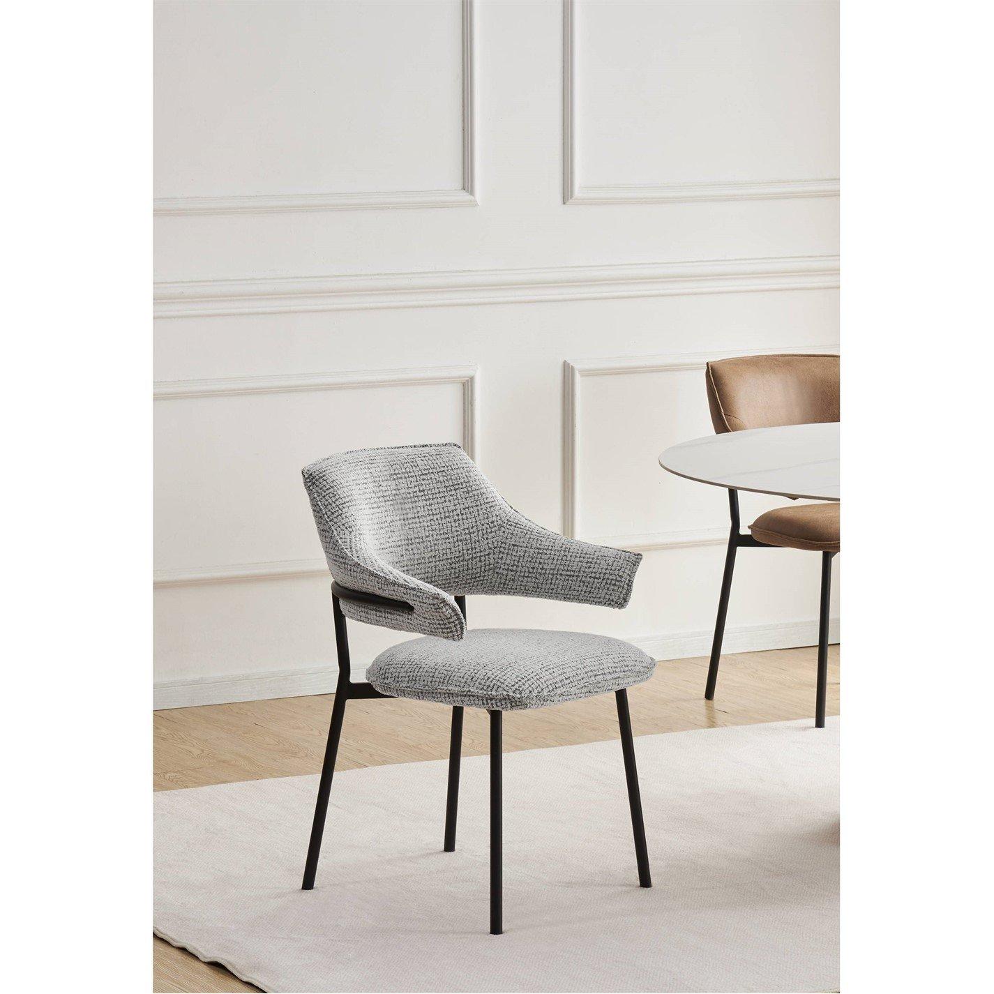 Smoke Grey - Shankar - Set of 2 Geneva Textured Dining Chairs - 9