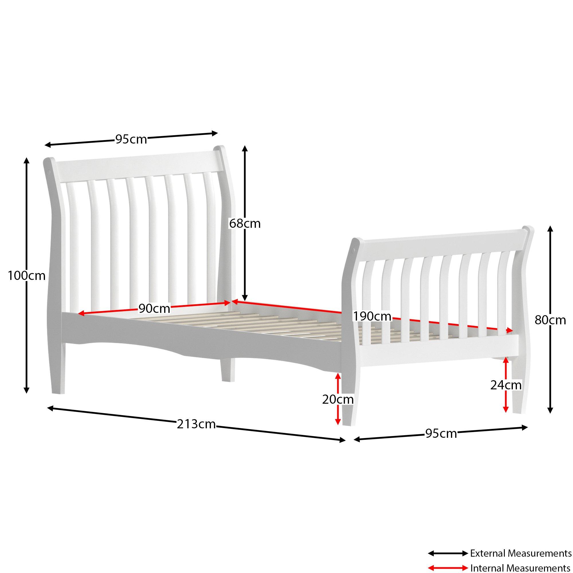 White - Lassic - Orion Kids Single Wooden Sleigh Bed & Mattress Set - 2