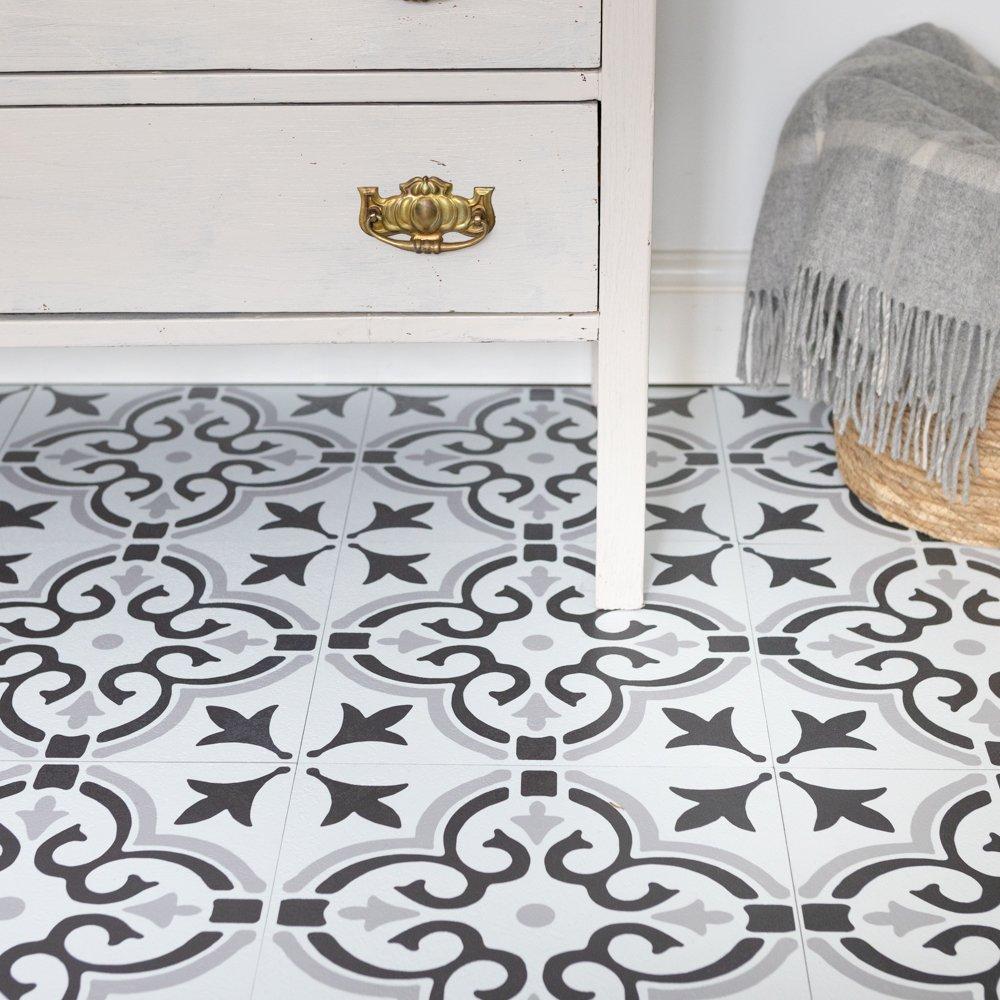 Grey - D C Fix - Self Adhesive Vinyl Floor Tiles Stencil Grey - 1
