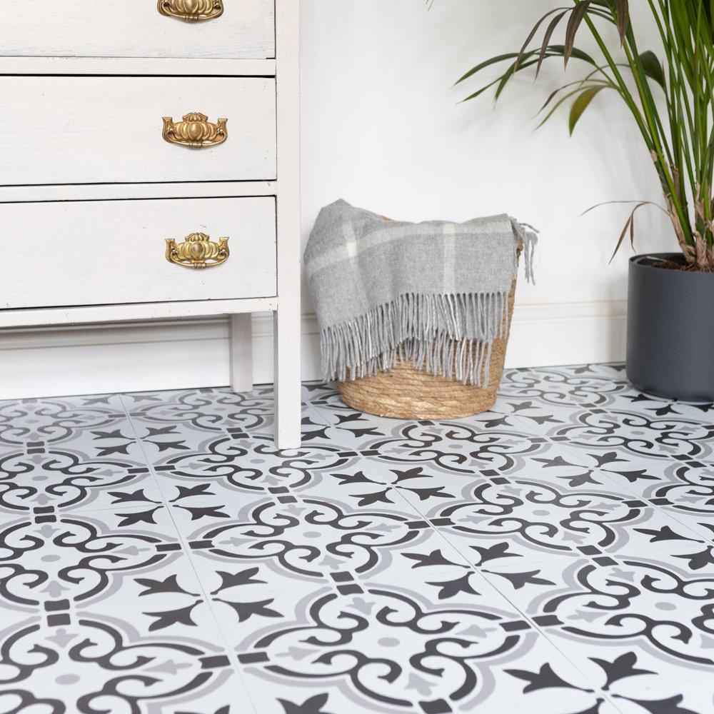 Grey - D C Fix - Self Adhesive Vinyl Floor Tiles Stencil Grey - 3